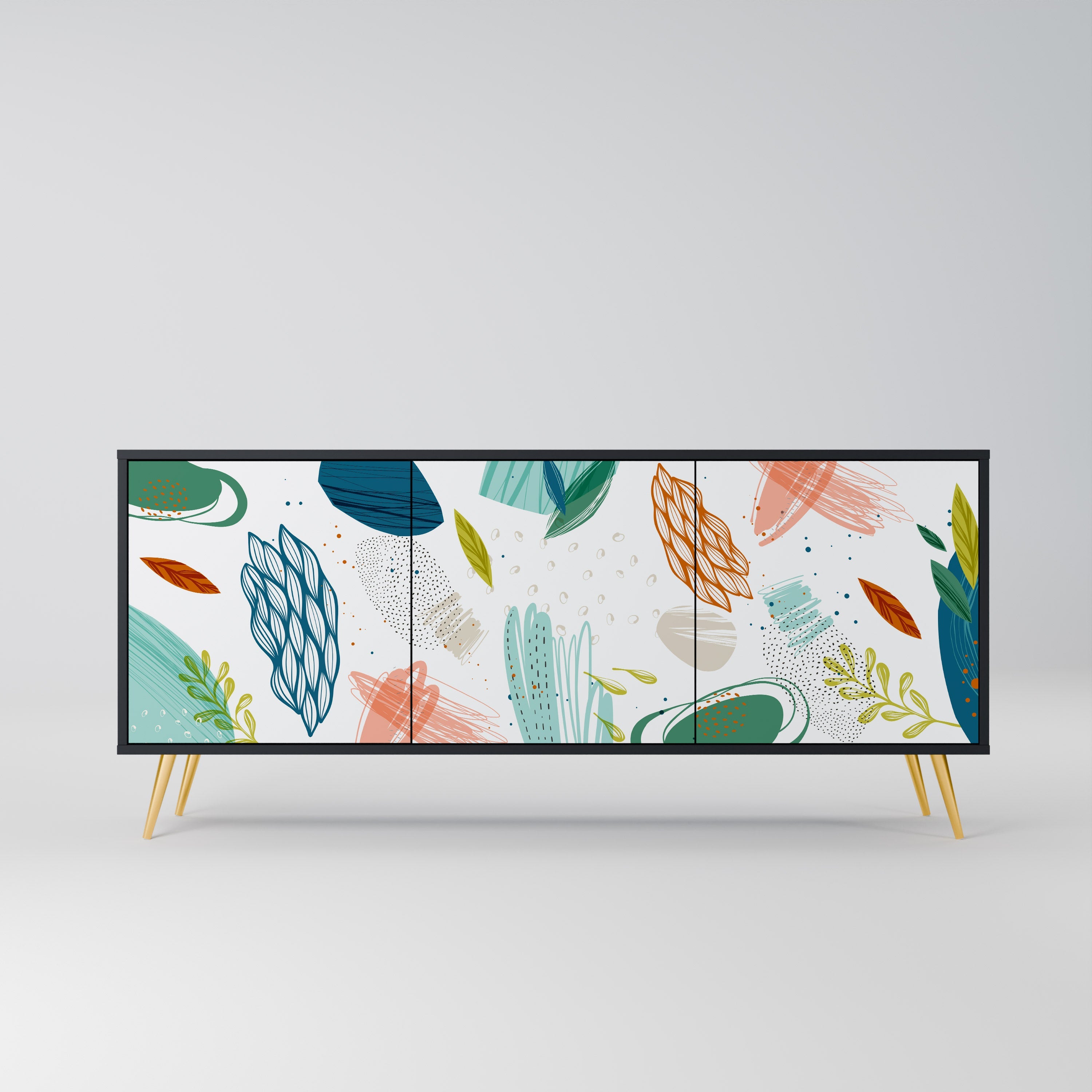 Buffet 3 portes BOTANICAL HURRICANE en finition noire