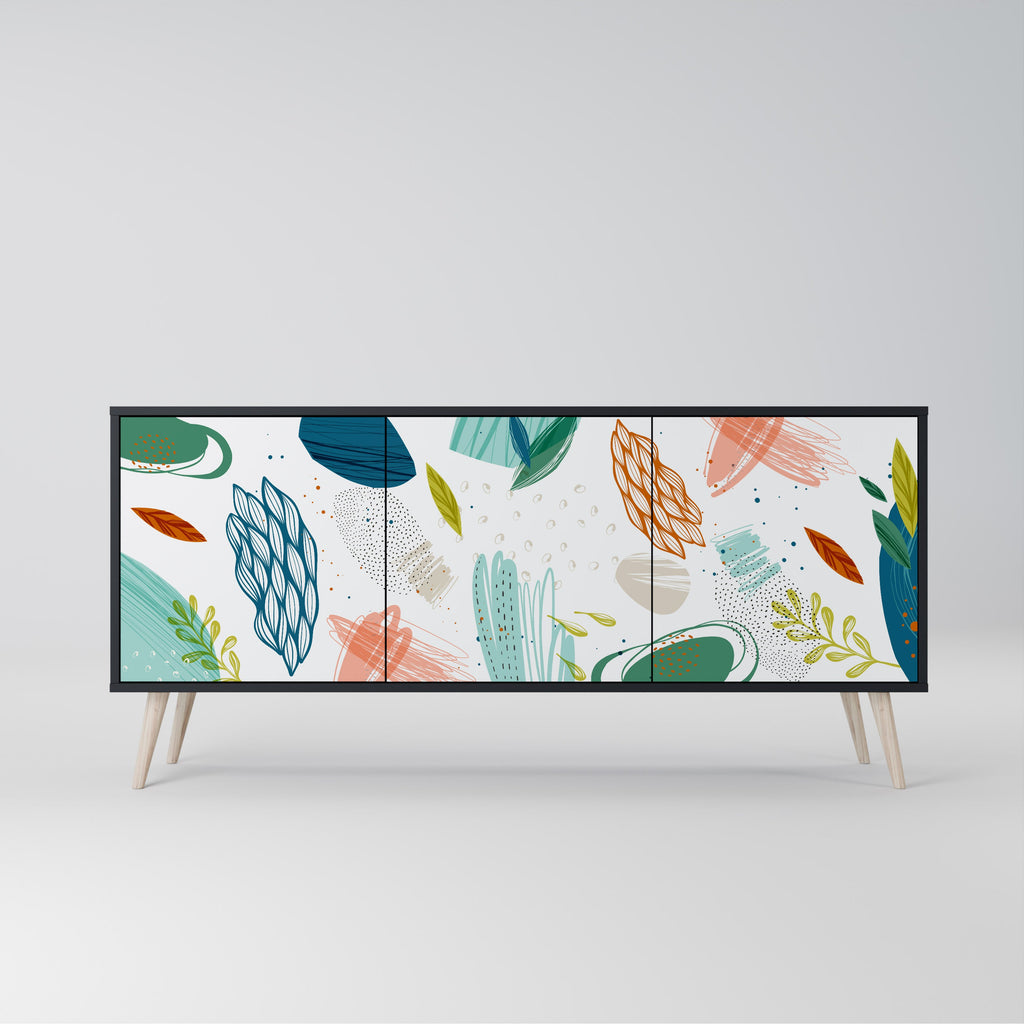 Buffet 3 portes BOTANICAL HURRICANE en finition noire