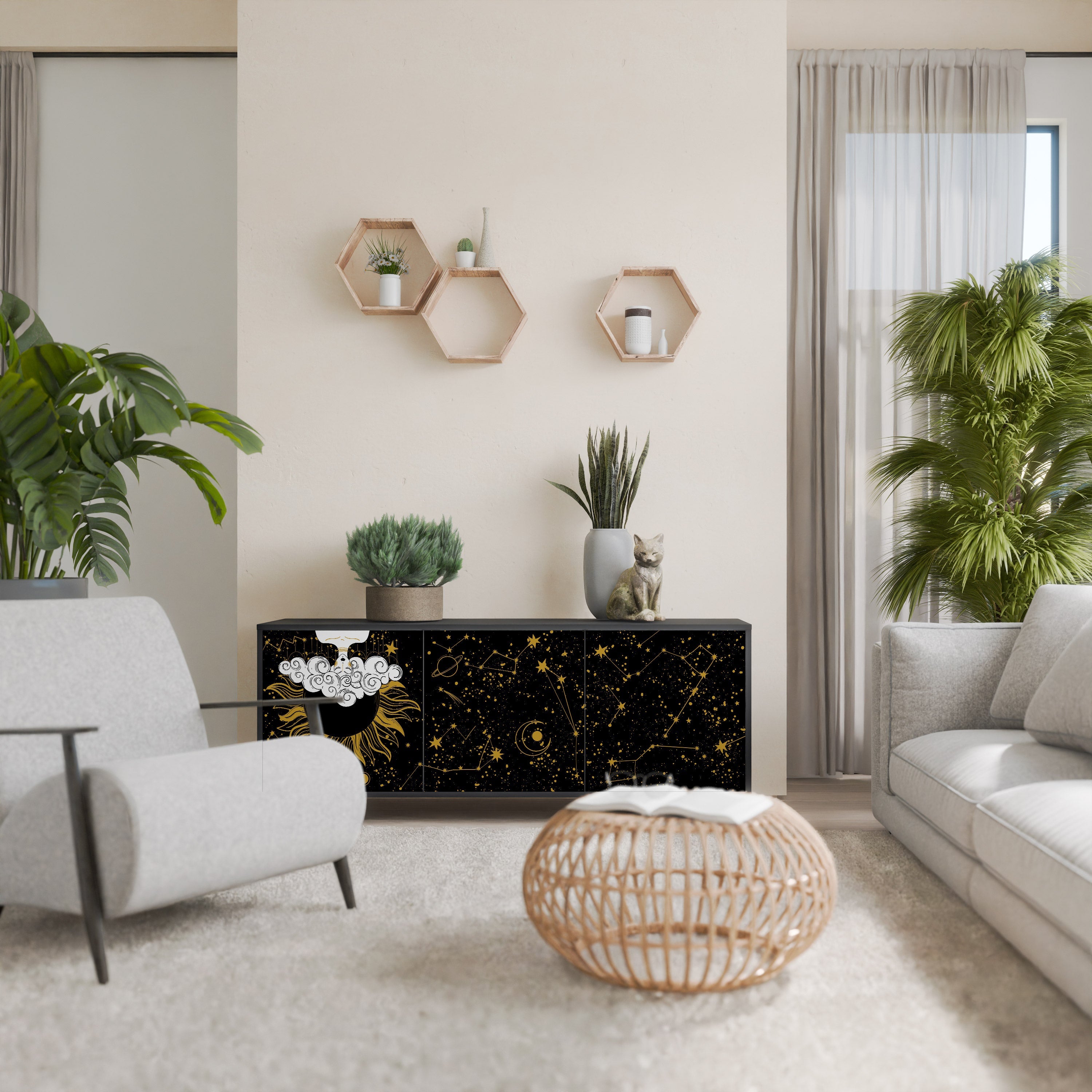 Buffet 3 portes STELLAR CONSTELLATIONS en finition noire