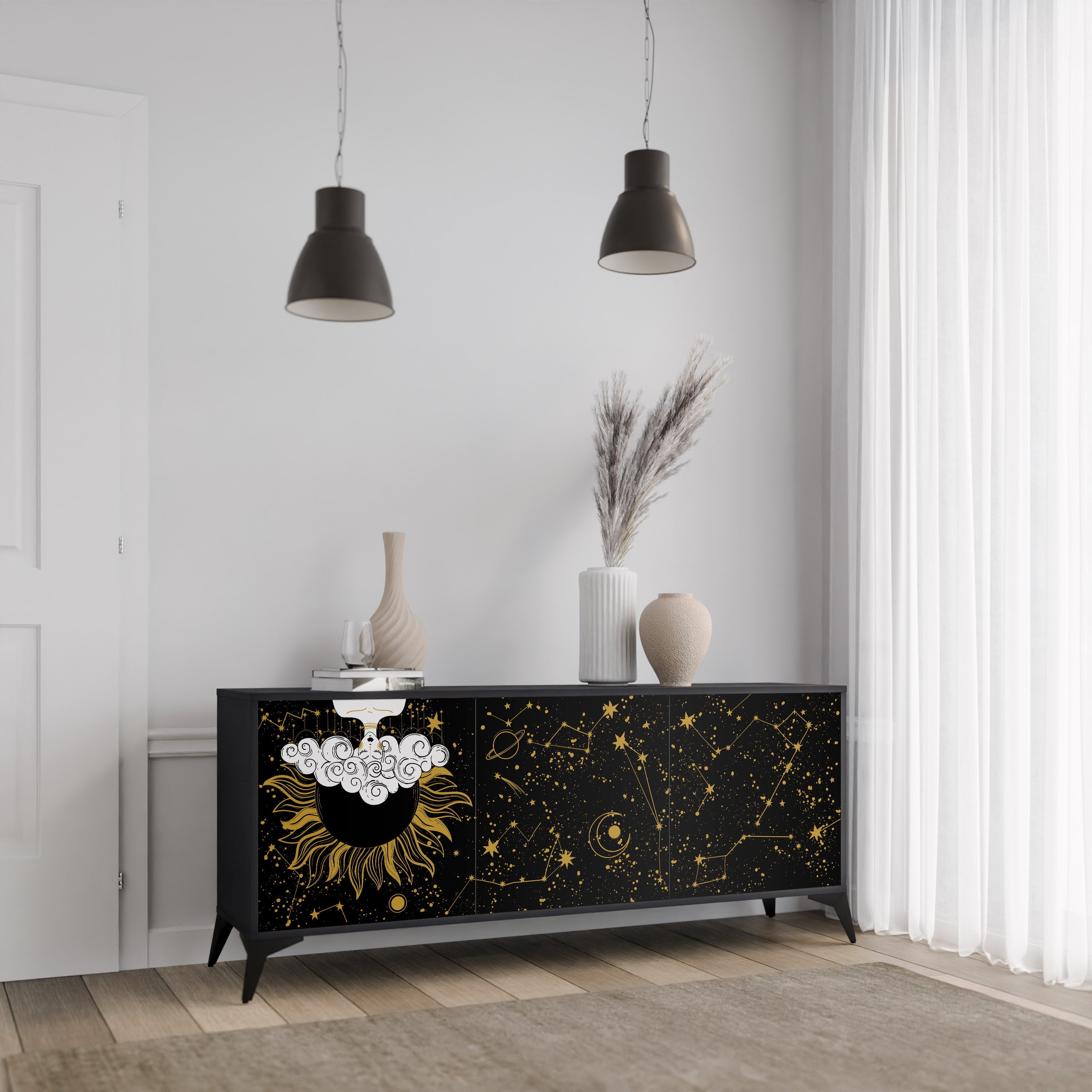 Buffet 3 portes STELLAR CONSTELLATIONS en finition noire