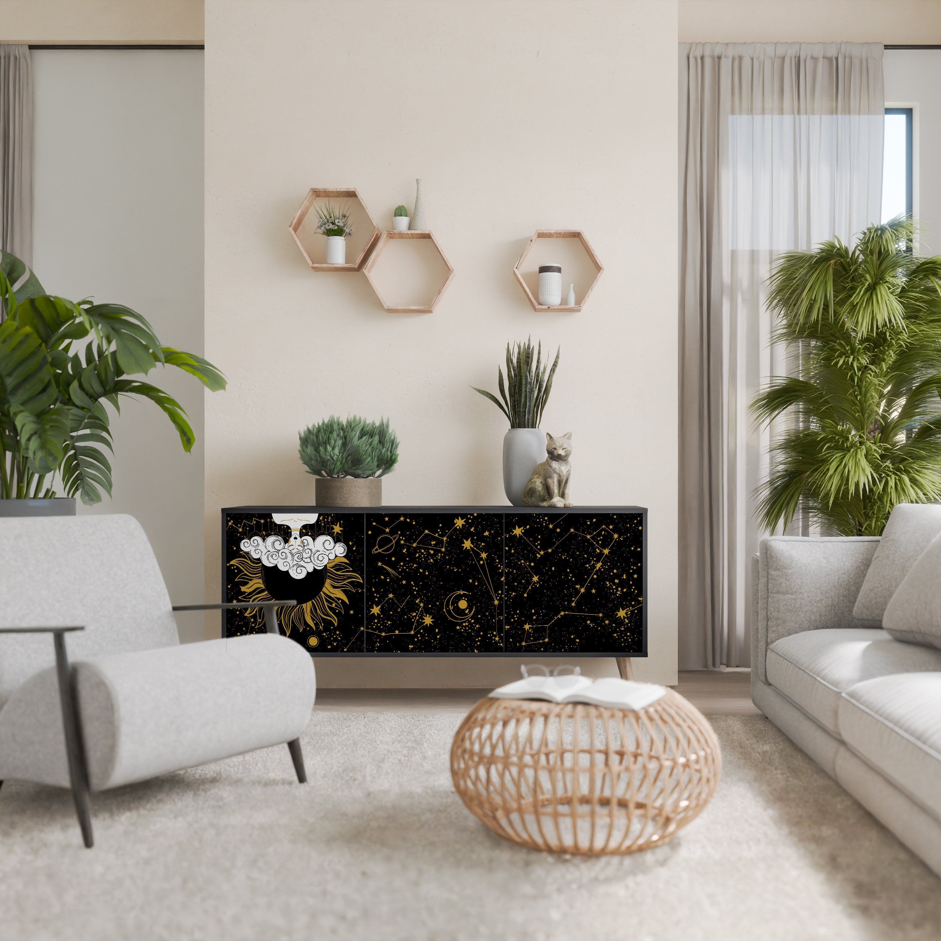 Buffet 3 portes STELLAR CONSTELLATIONS en finition noire