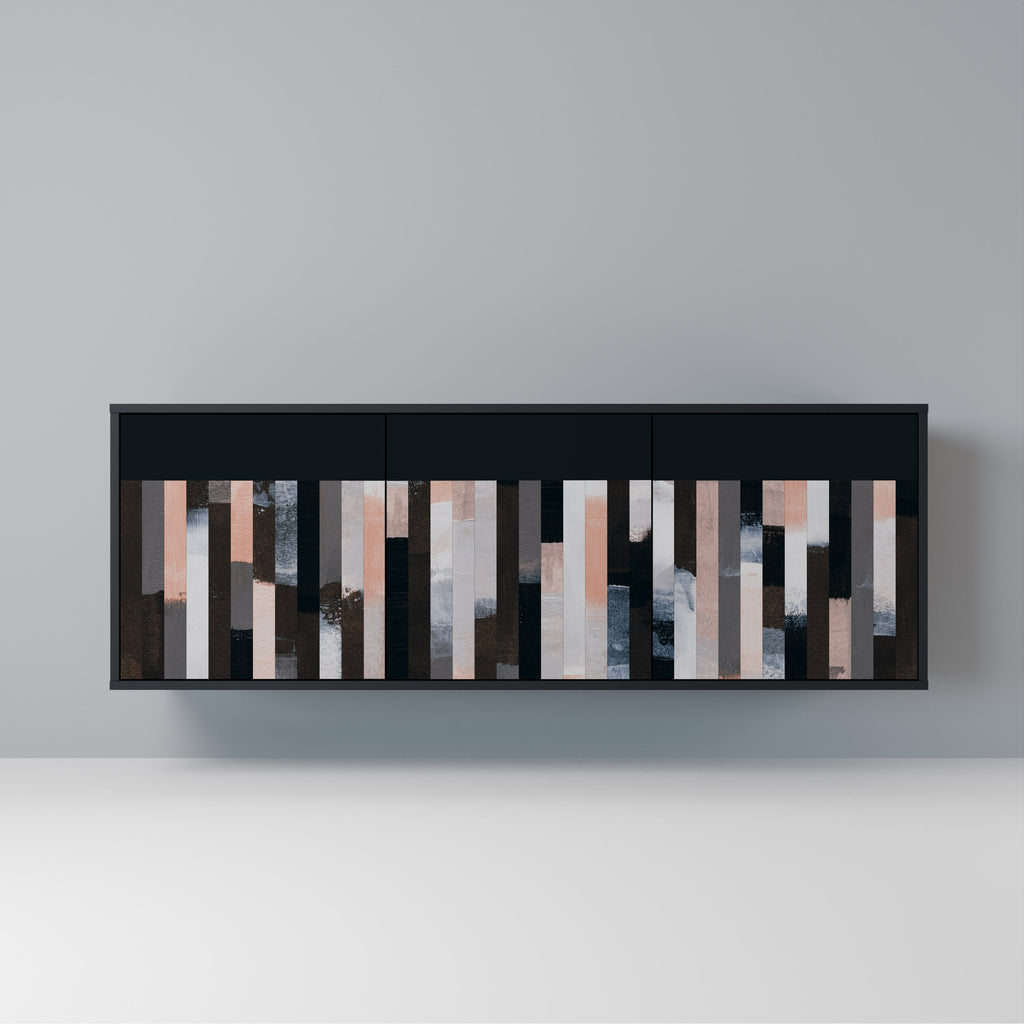 Buffet 3 portes COLLAGE DE RECTANGLES en finition noire