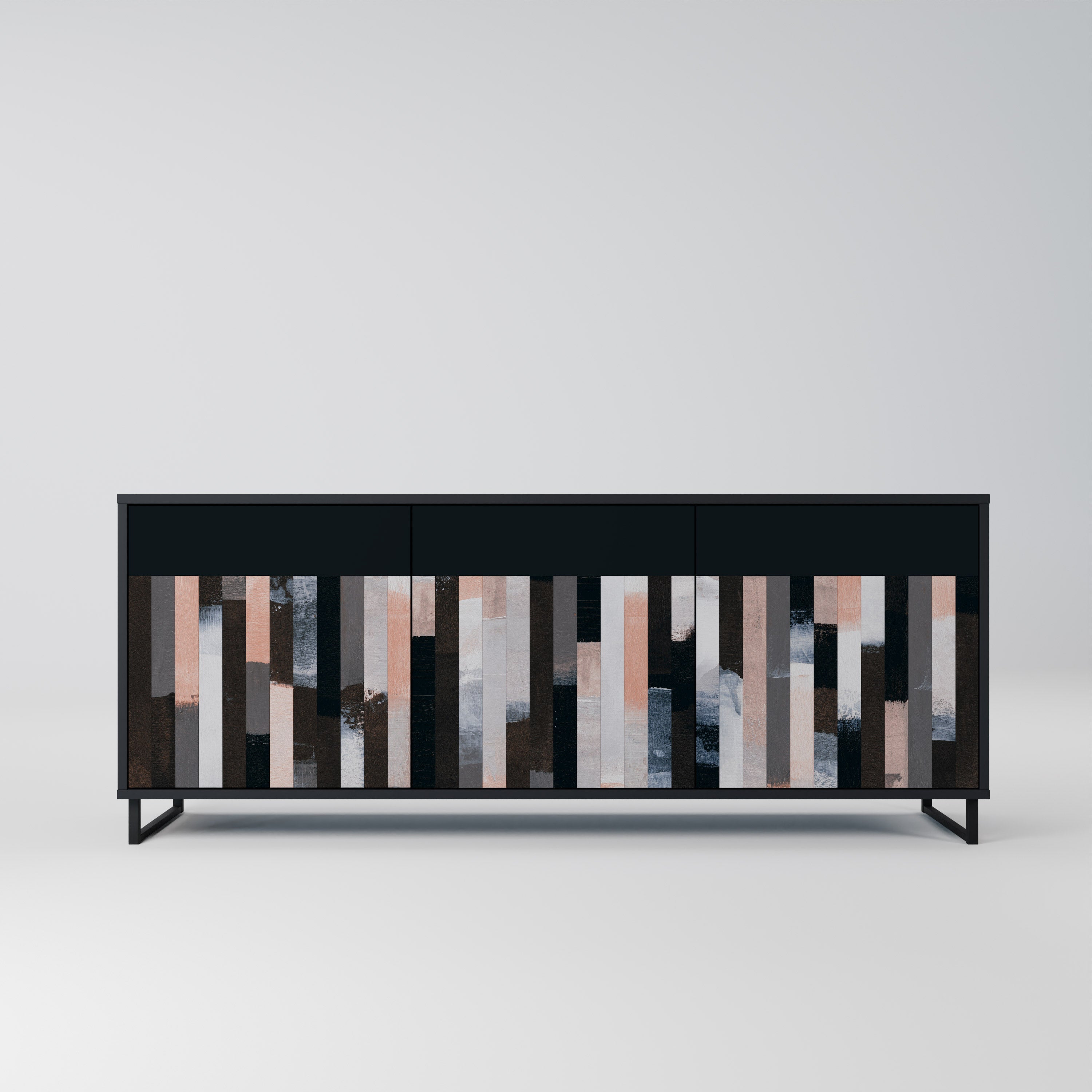 Buffet 3 portes COLLAGE DE RECTANGLES en finition noire