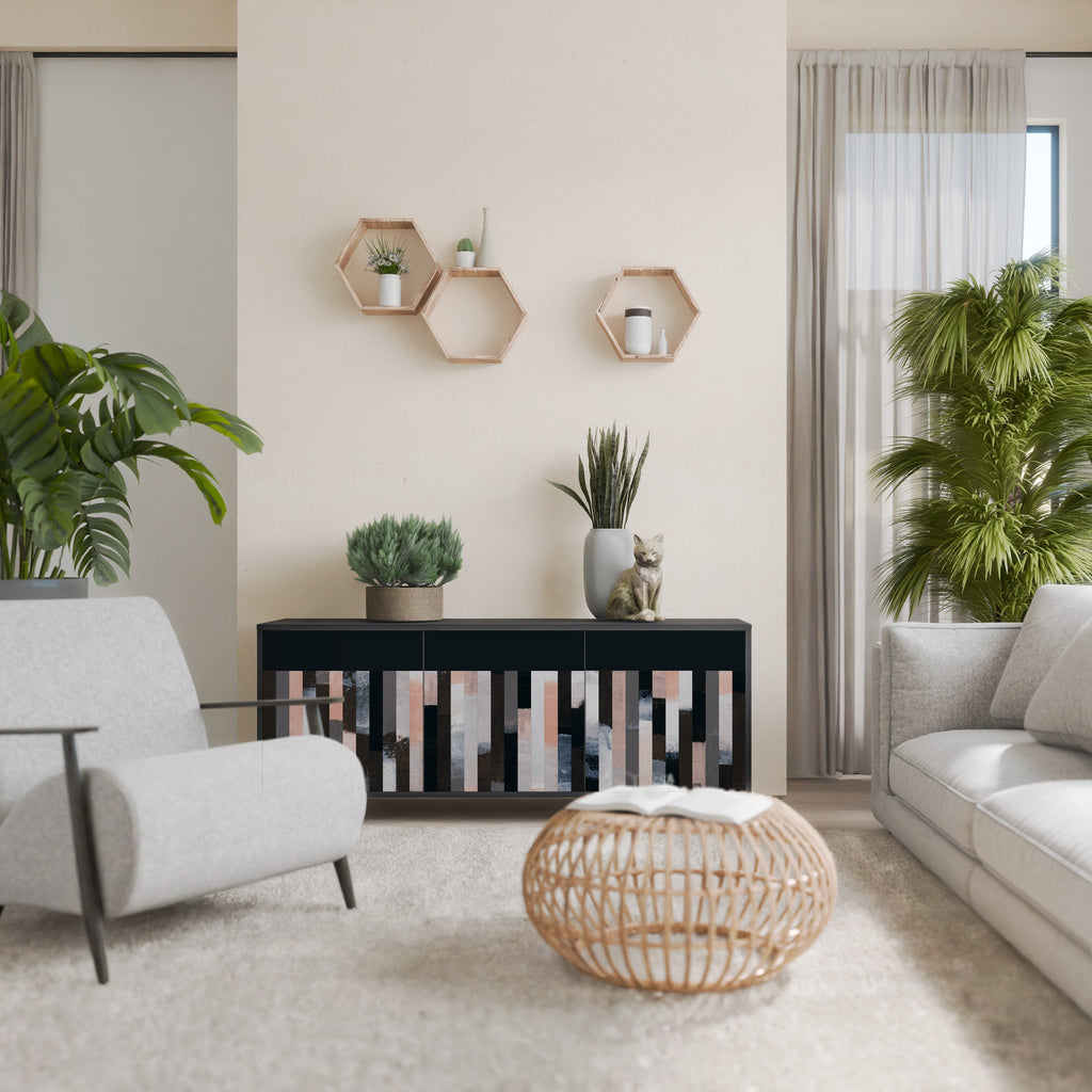 Buffet 3 portes COLLAGE DE RECTANGLES en finition noire