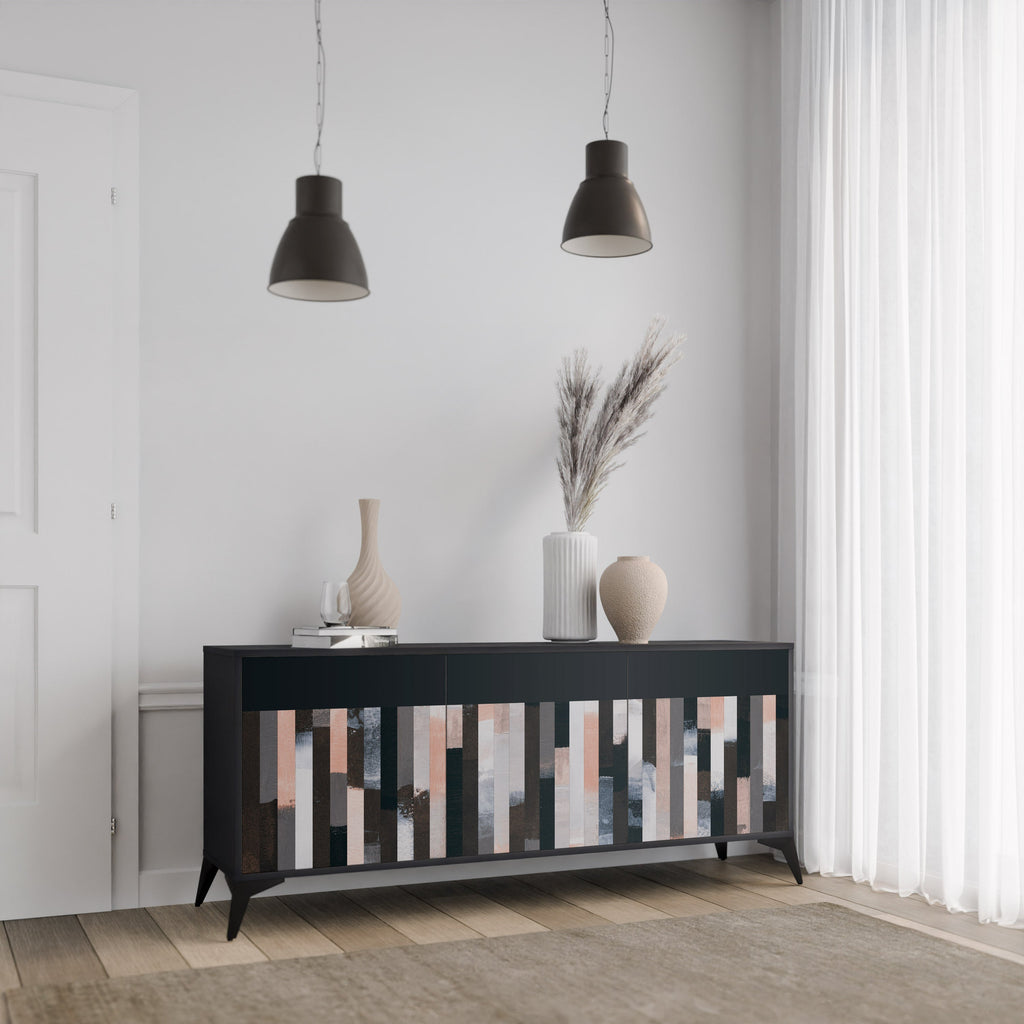 Buffet 3 portes COLLAGE DE RECTANGLES en finition noire