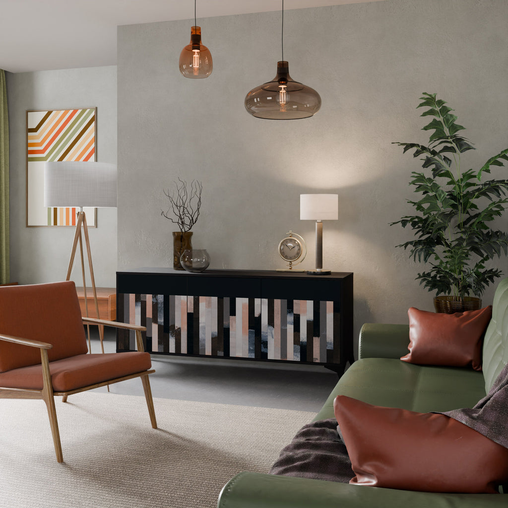 Buffet 3 portes COLLAGE DE RECTANGLES en finition noire