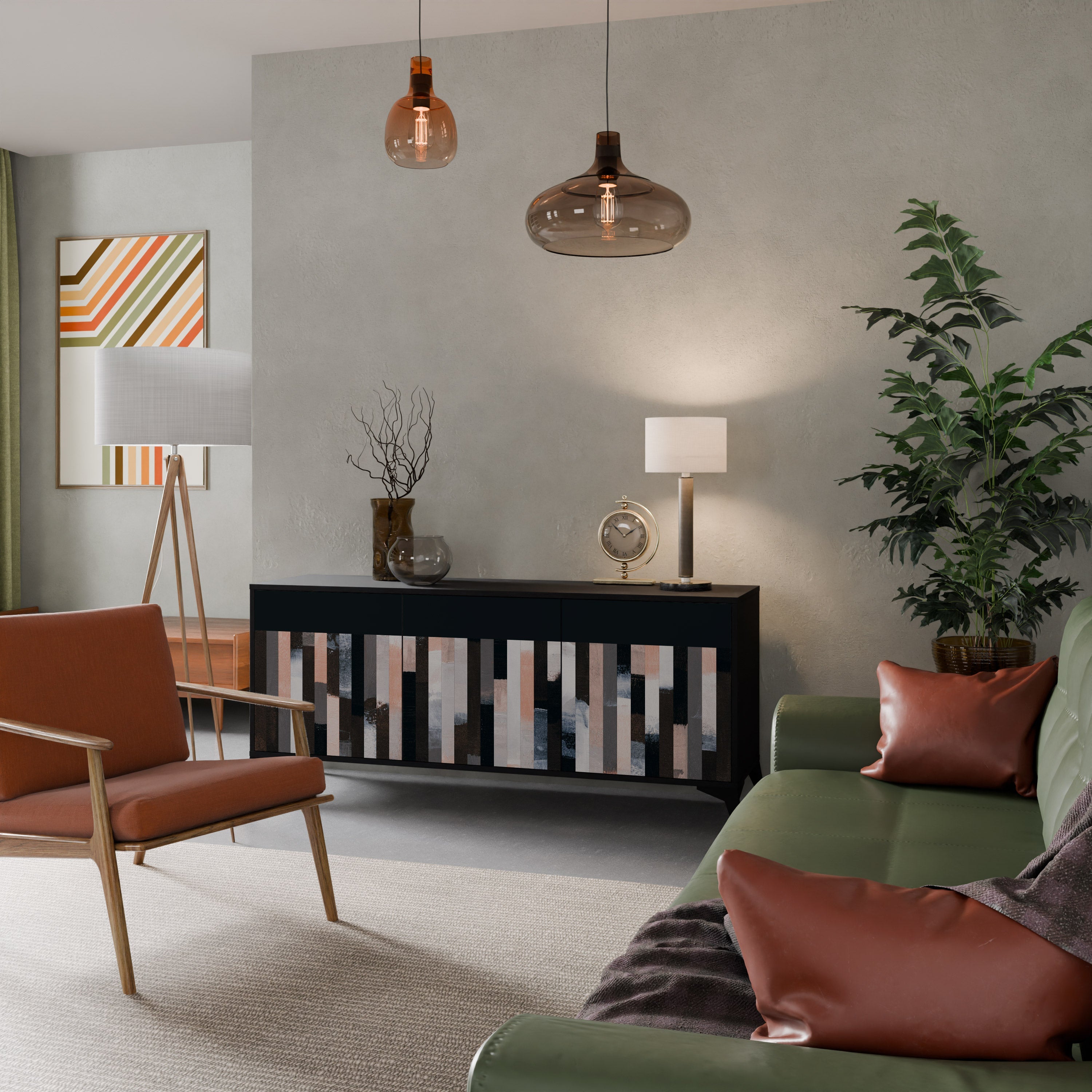 Buffet 3 portes COLLAGE DE RECTANGLES en finition noire