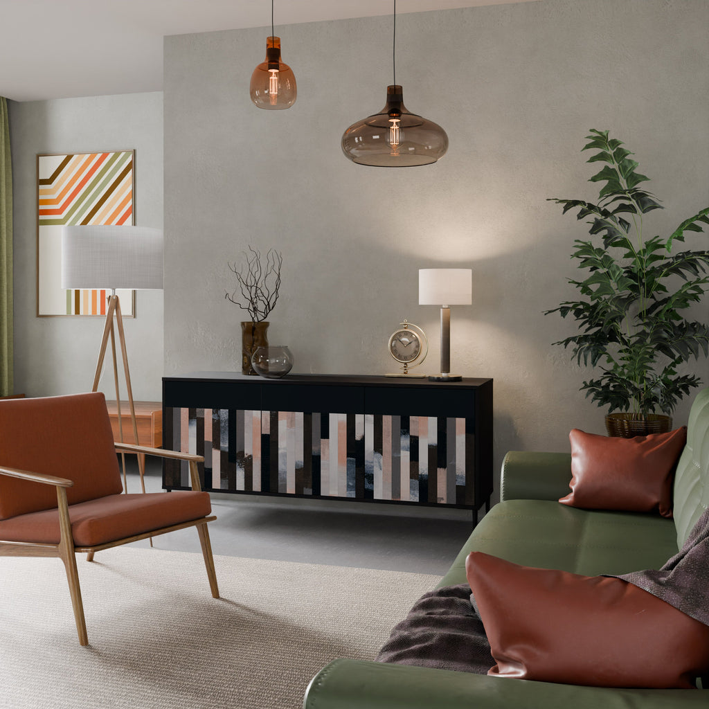 Buffet 3 portes COLLAGE DE RECTANGLES en finition noire