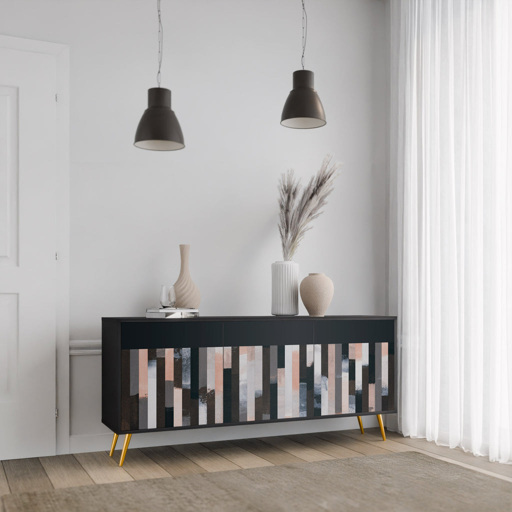 Buffet 3 portes COLLAGE DE RECTANGLES en finition noire