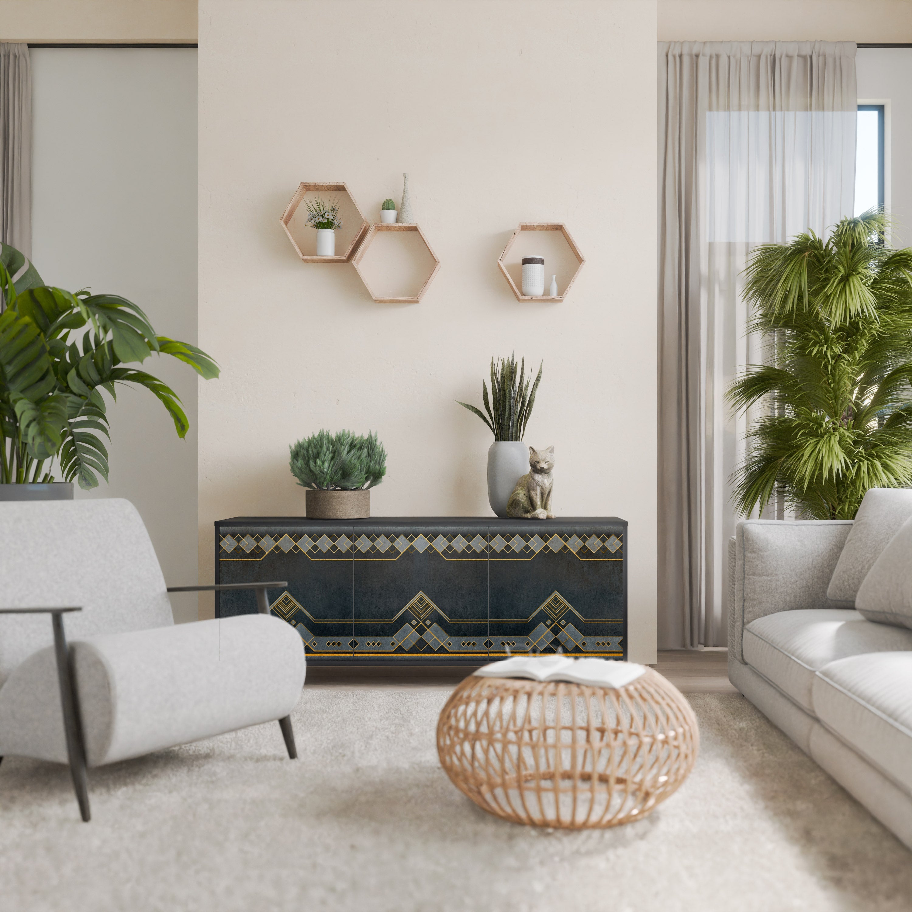 Buffet 3 portes ROYAL ORDINARINESS en finition noire