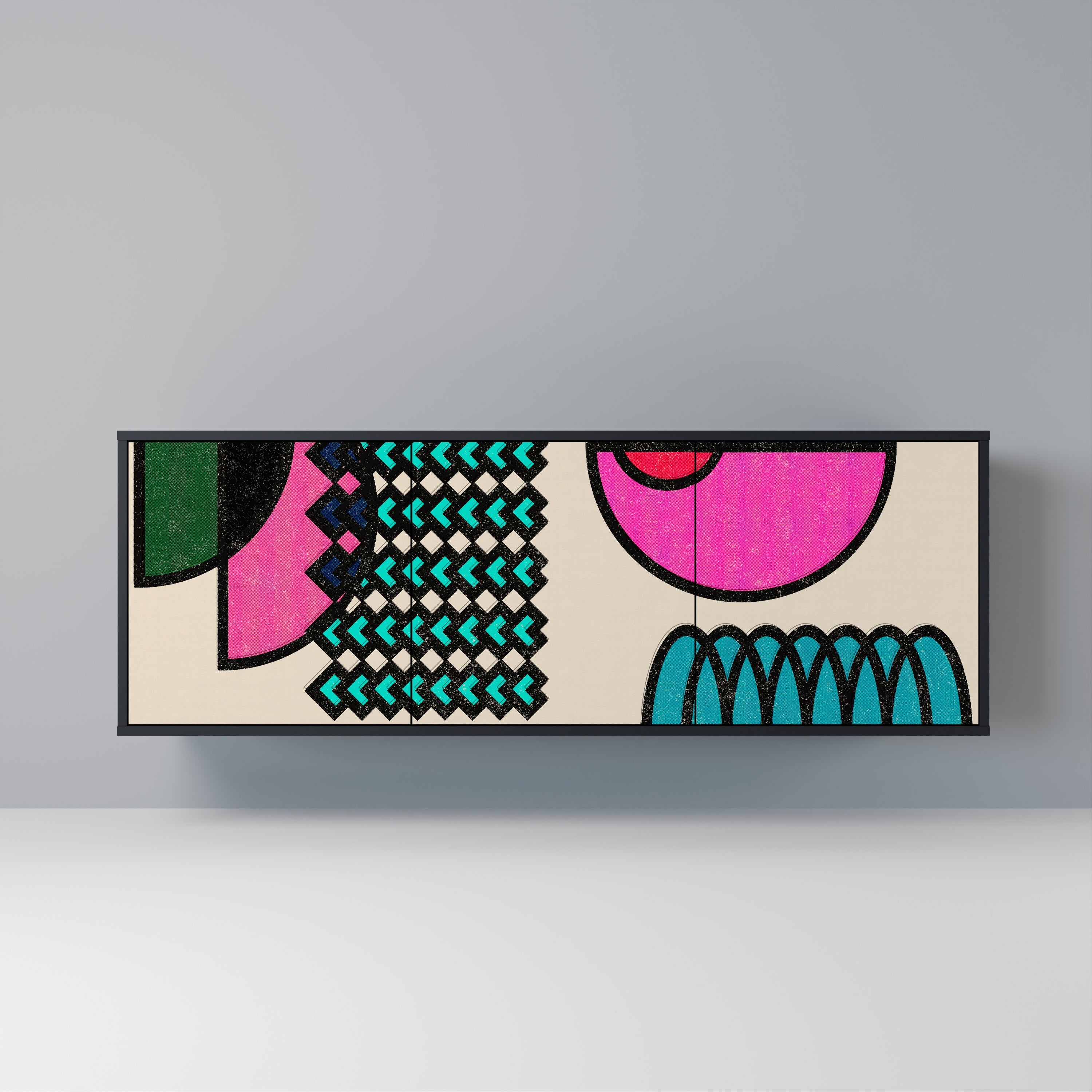 Buffet 3 portes GEOMETRIC RHAPSODY en finition noire