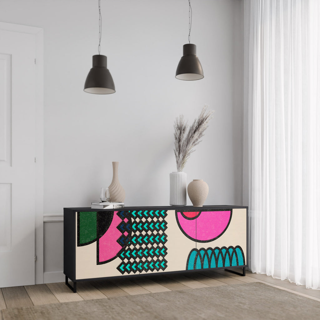 Buffet 3 portes GEOMETRIC RHAPSODY en finition noire