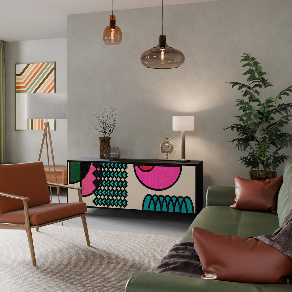 Buffet 3 portes GEOMETRIC RHAPSODY en finition noire