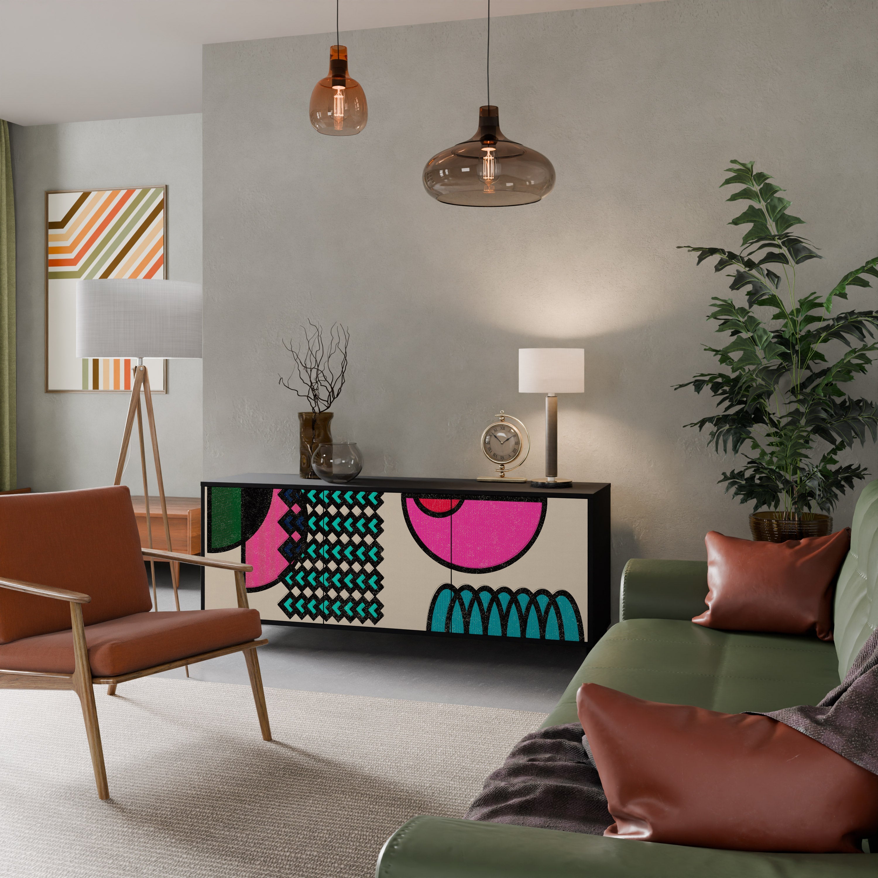 Buffet 3 portes GEOMETRIC RHAPSODY en finition noire