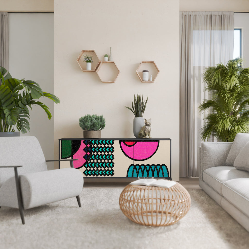 Buffet 3 portes GEOMETRIC RHAPSODY en finition noire