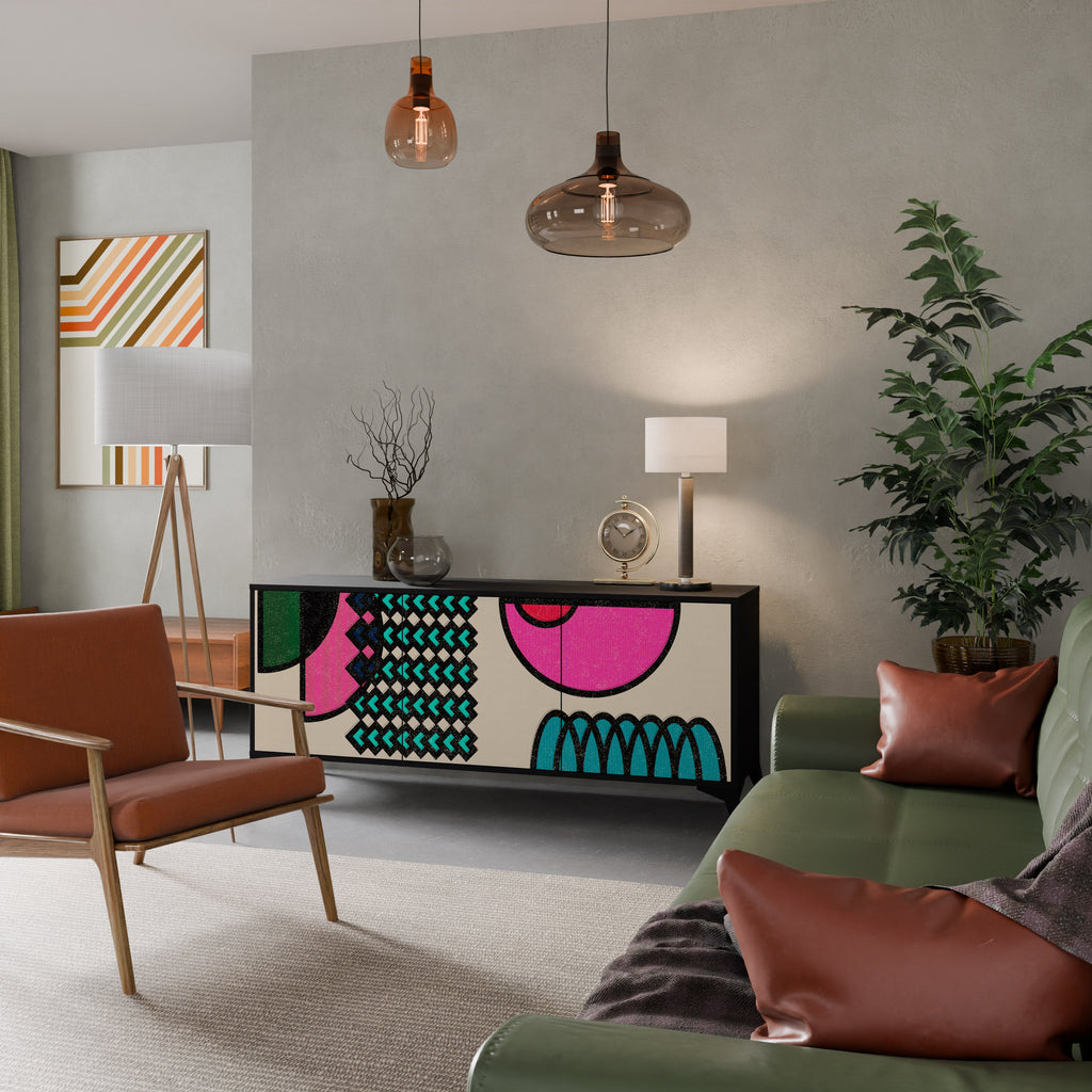 Buffet 3 portes GEOMETRIC RHAPSODY en finition noire