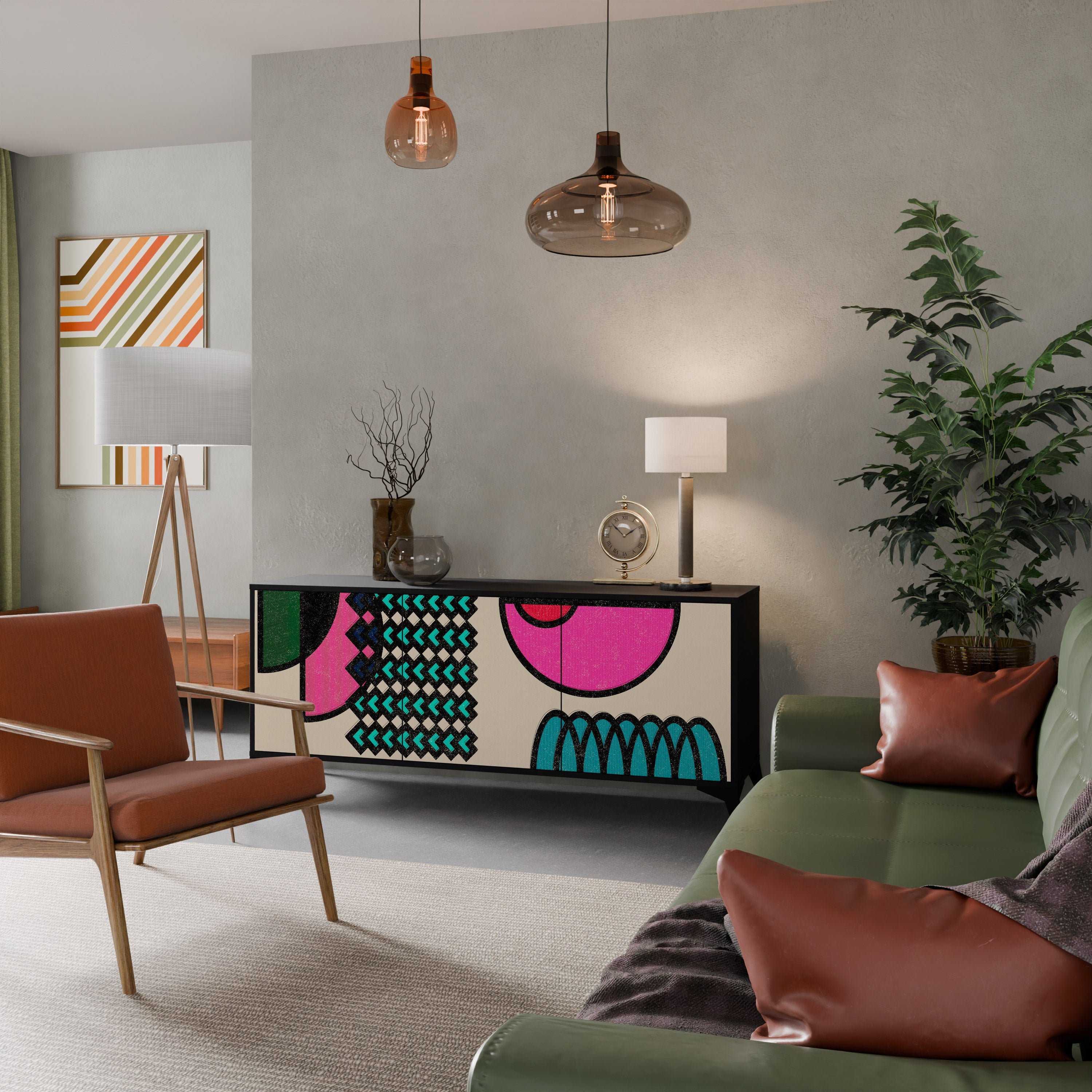 Buffet 3 portes GEOMETRIC RHAPSODY en finition noire