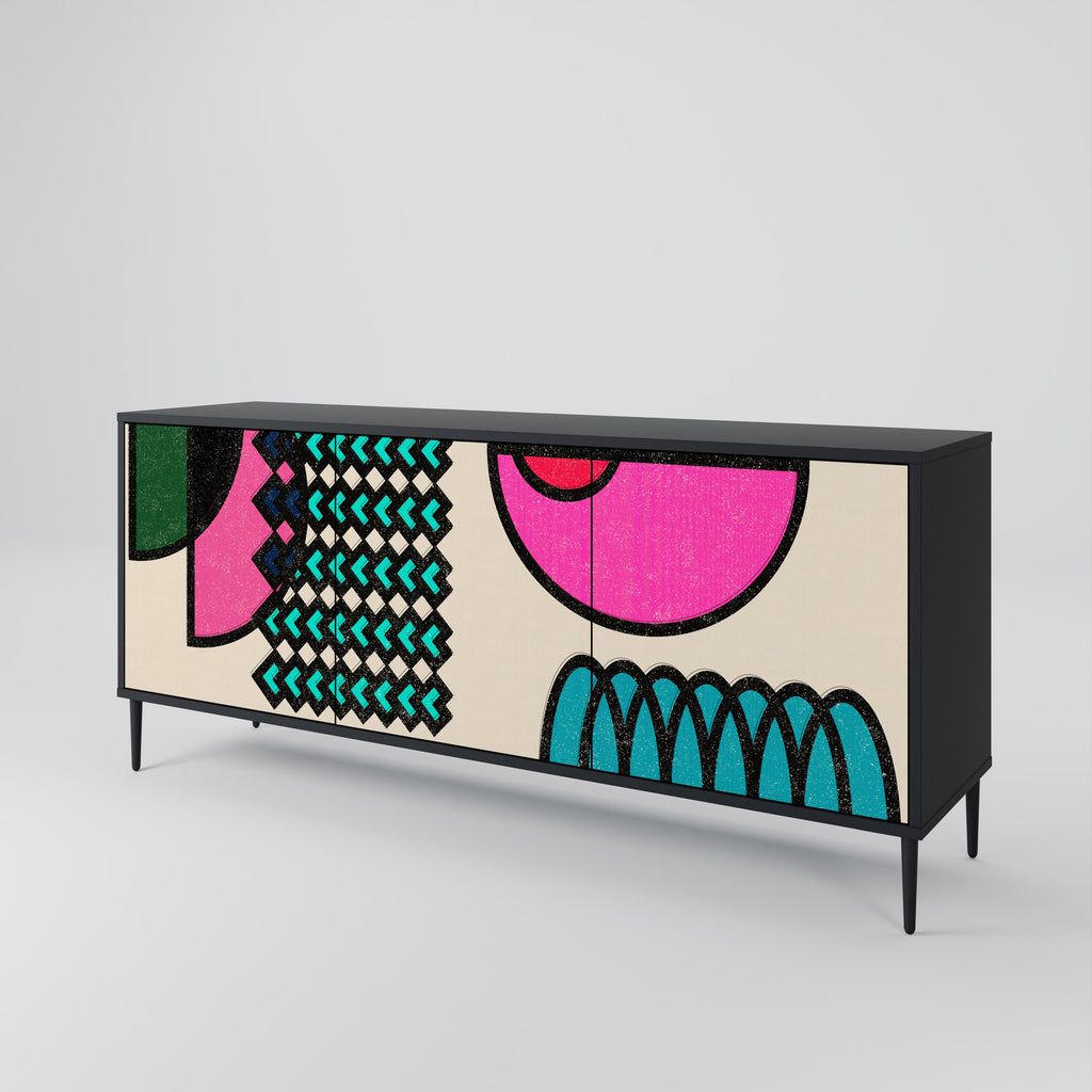 Buffet 3 portes GEOMETRIC RHAPSODY en finition noire