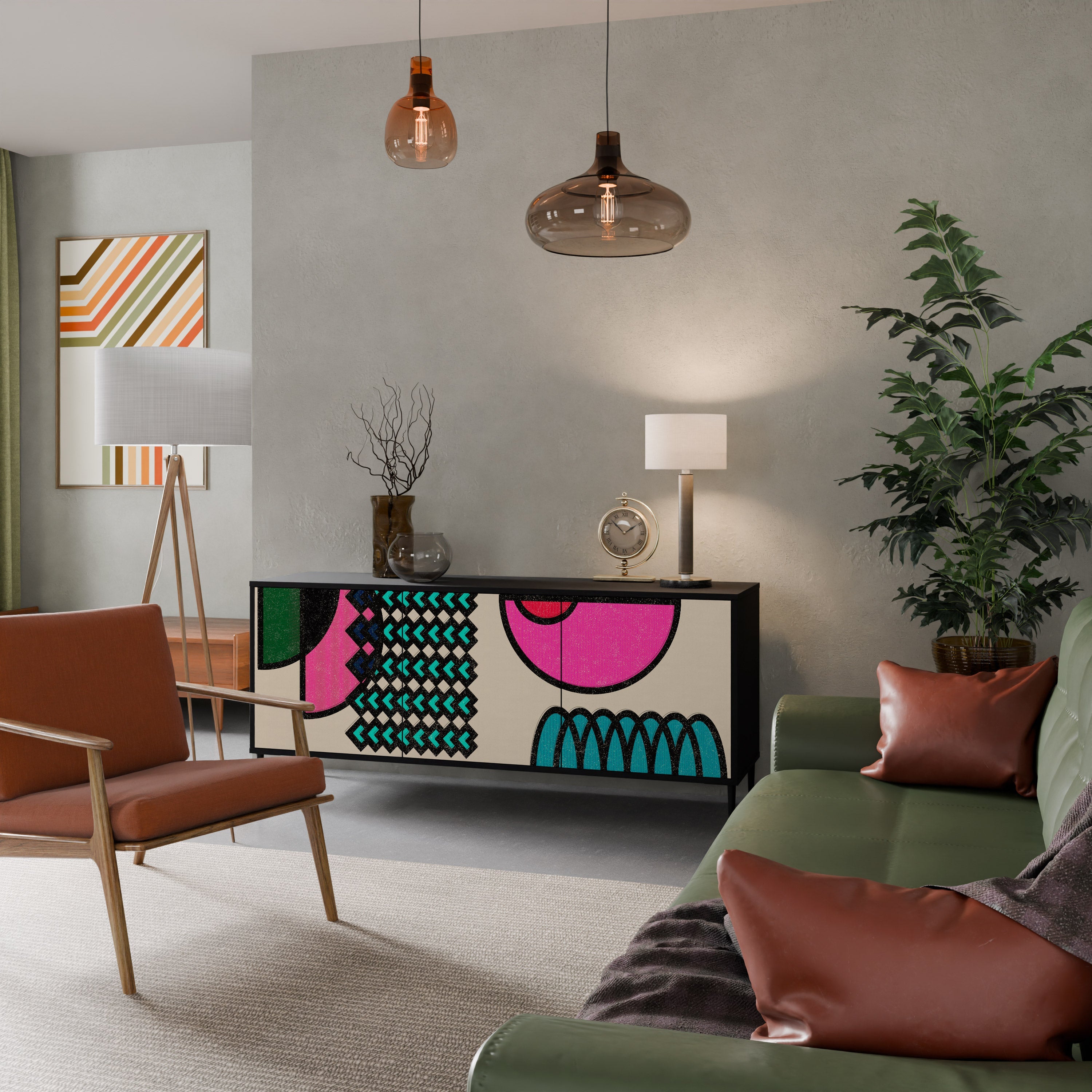 Buffet 3 portes GEOMETRIC RHAPSODY en finition noire