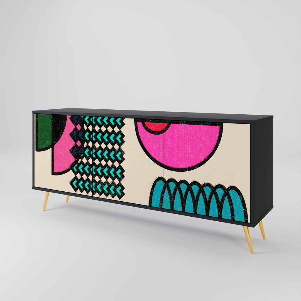 Buffet 3 portes GEOMETRIC RHAPSODY en finition noire