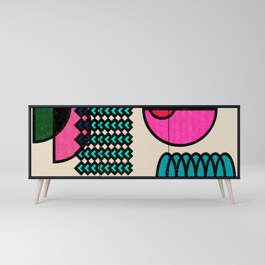 Buffet 3 portes GEOMETRIC RHAPSODY en finition noire