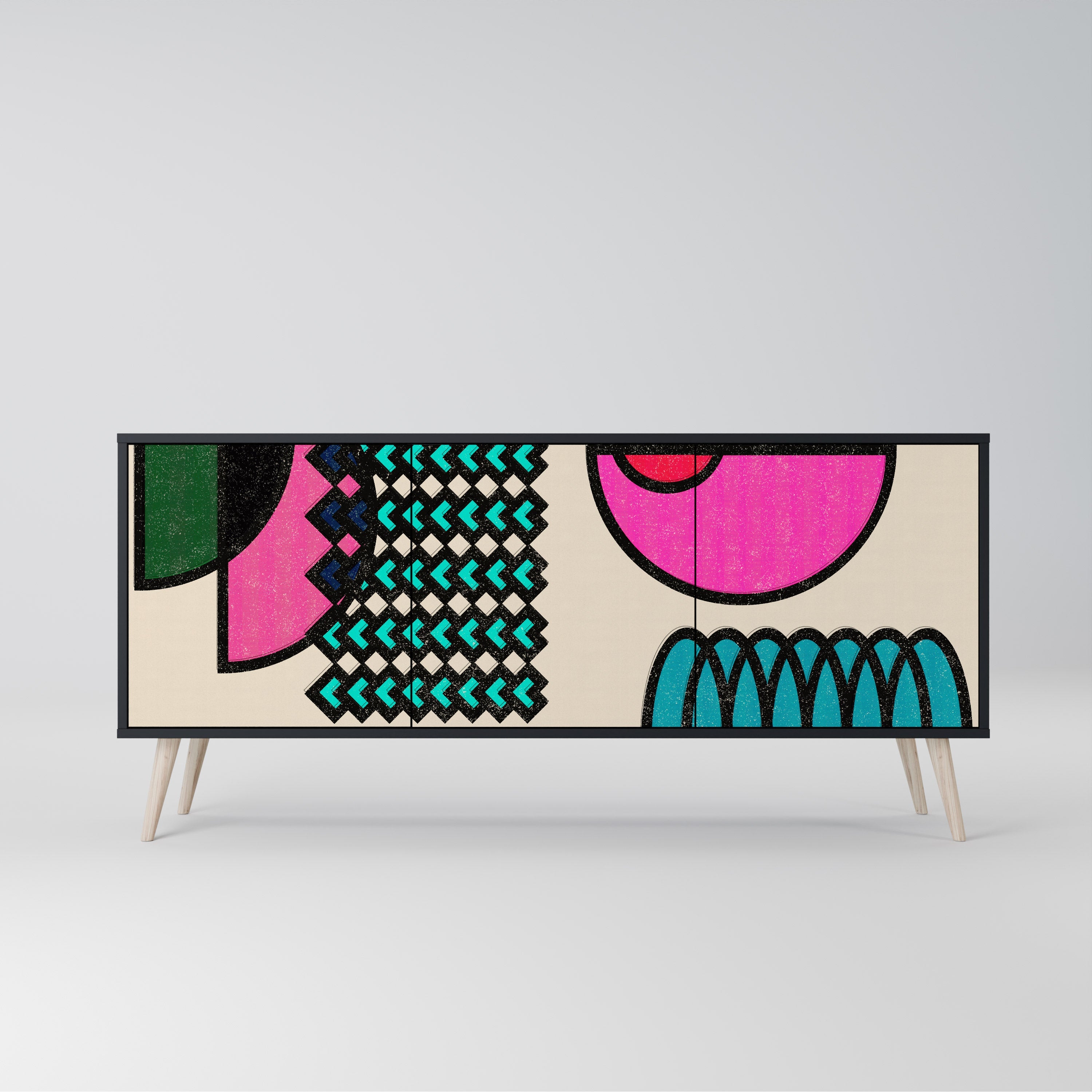 Buffet 3 portes GEOMETRIC RHAPSODY en finition noire