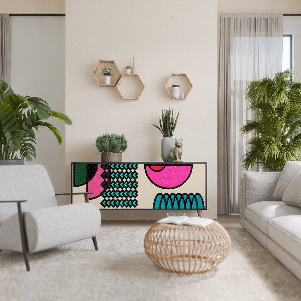 Buffet 3 portes GEOMETRIC RHAPSODY en finition noire