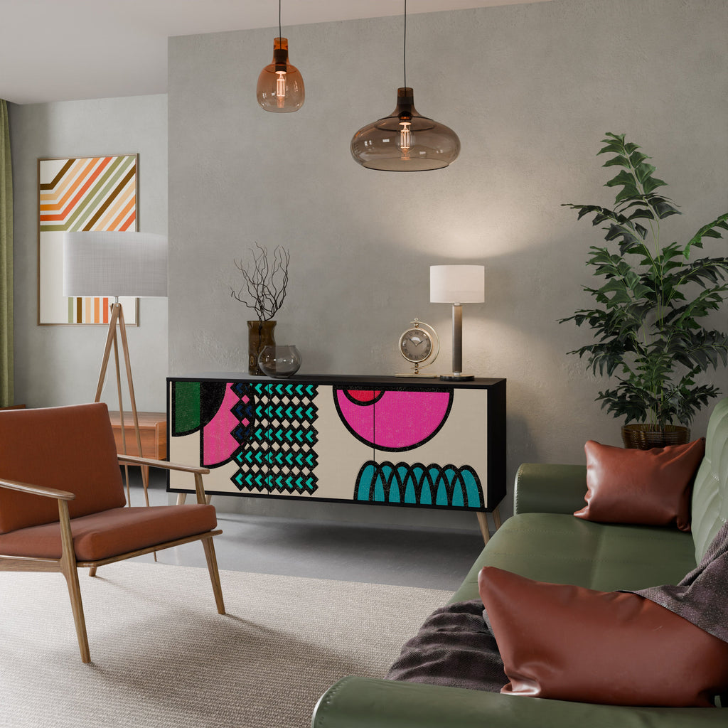 Buffet 3 portes GEOMETRIC RHAPSODY en finition noire