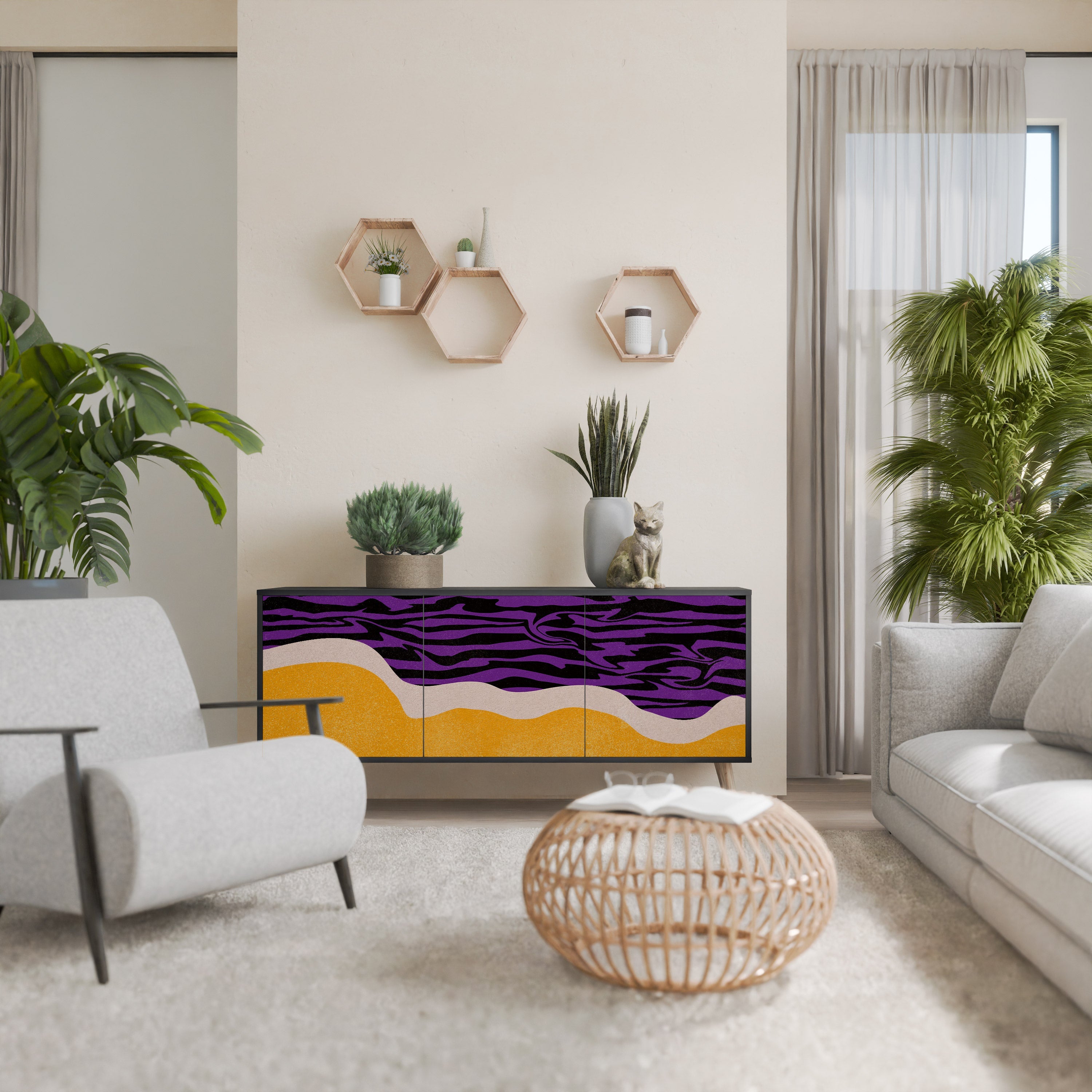 Buffet 3 portes INDEPENDENT BORDER finition noire