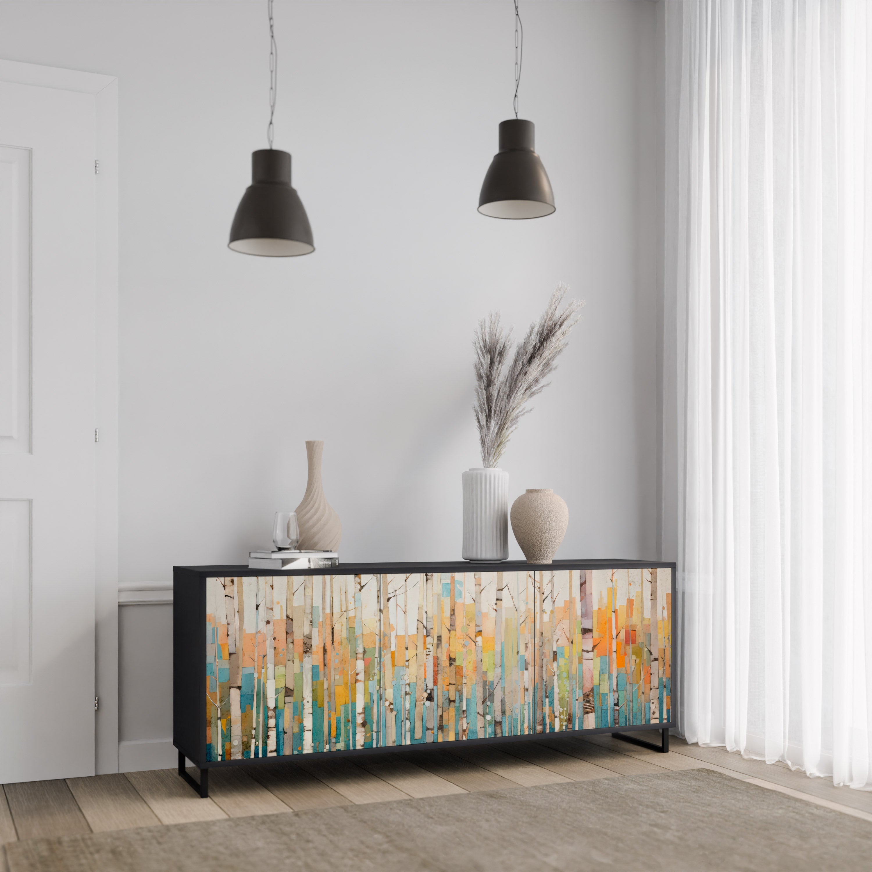 Buffet 3 portes BIRCH KALEIDOSCOPE finition noire