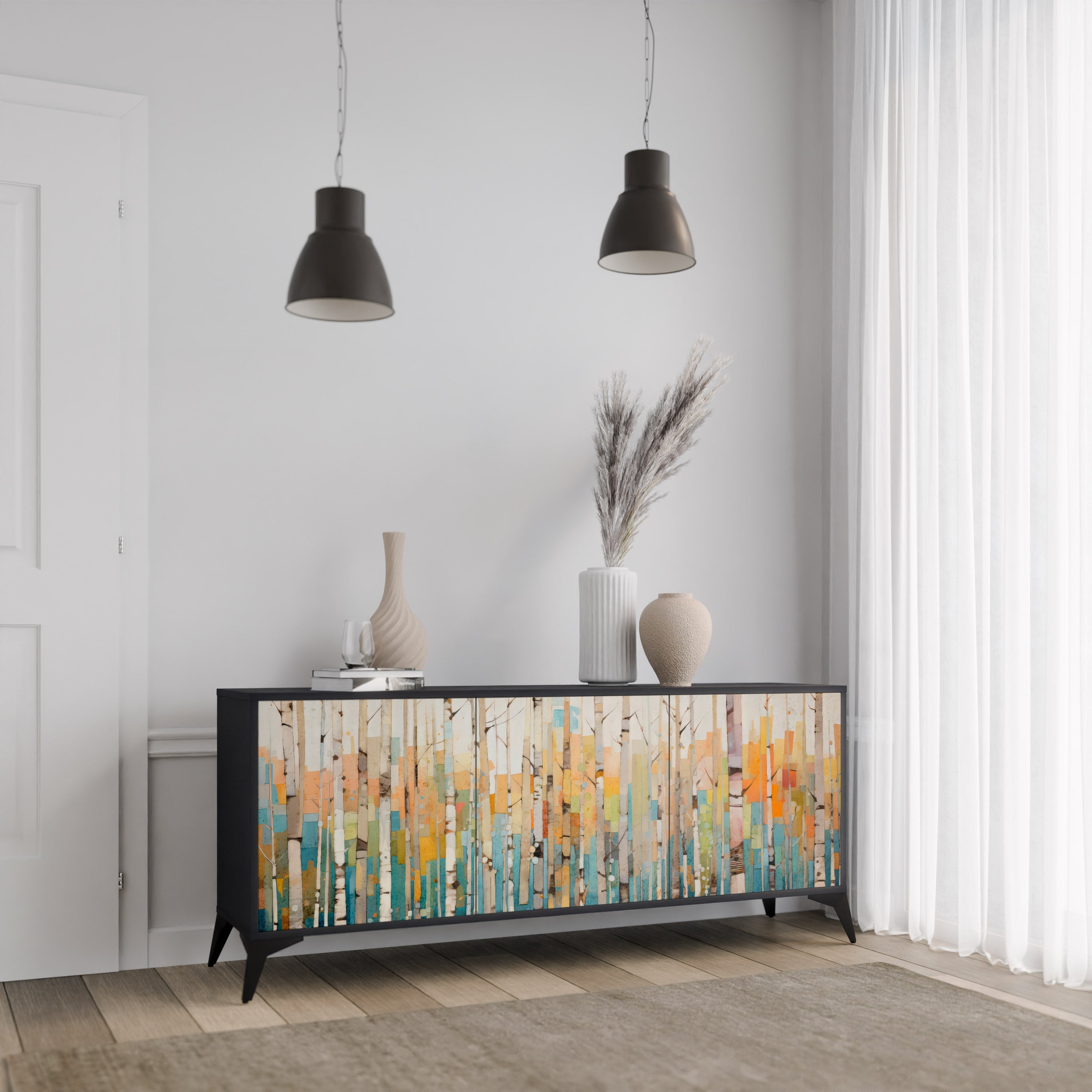 Buffet 3 portes BIRCH KALEIDOSCOPE finition noire