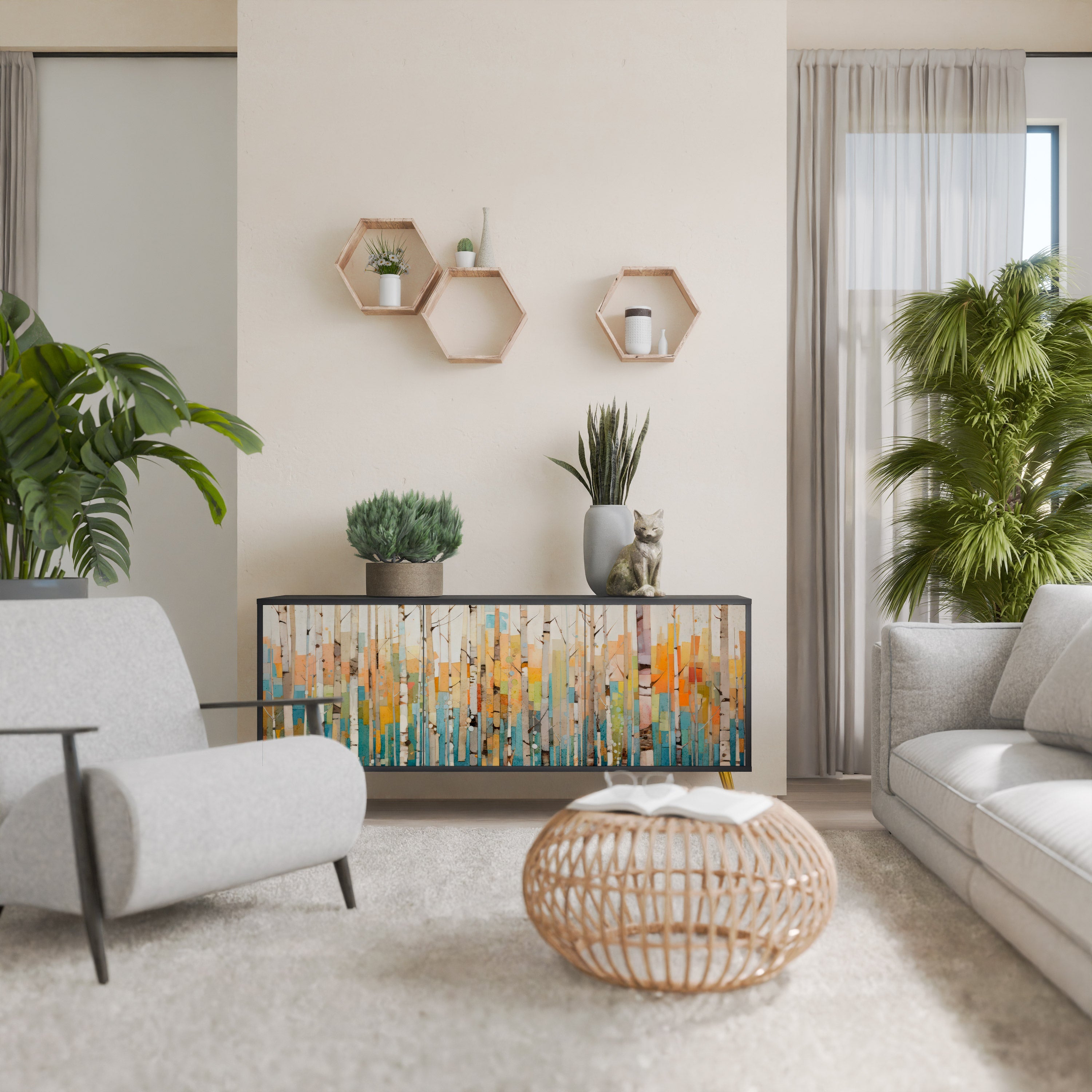 Buffet 3 portes BIRCH KALEIDOSCOPE finition noire