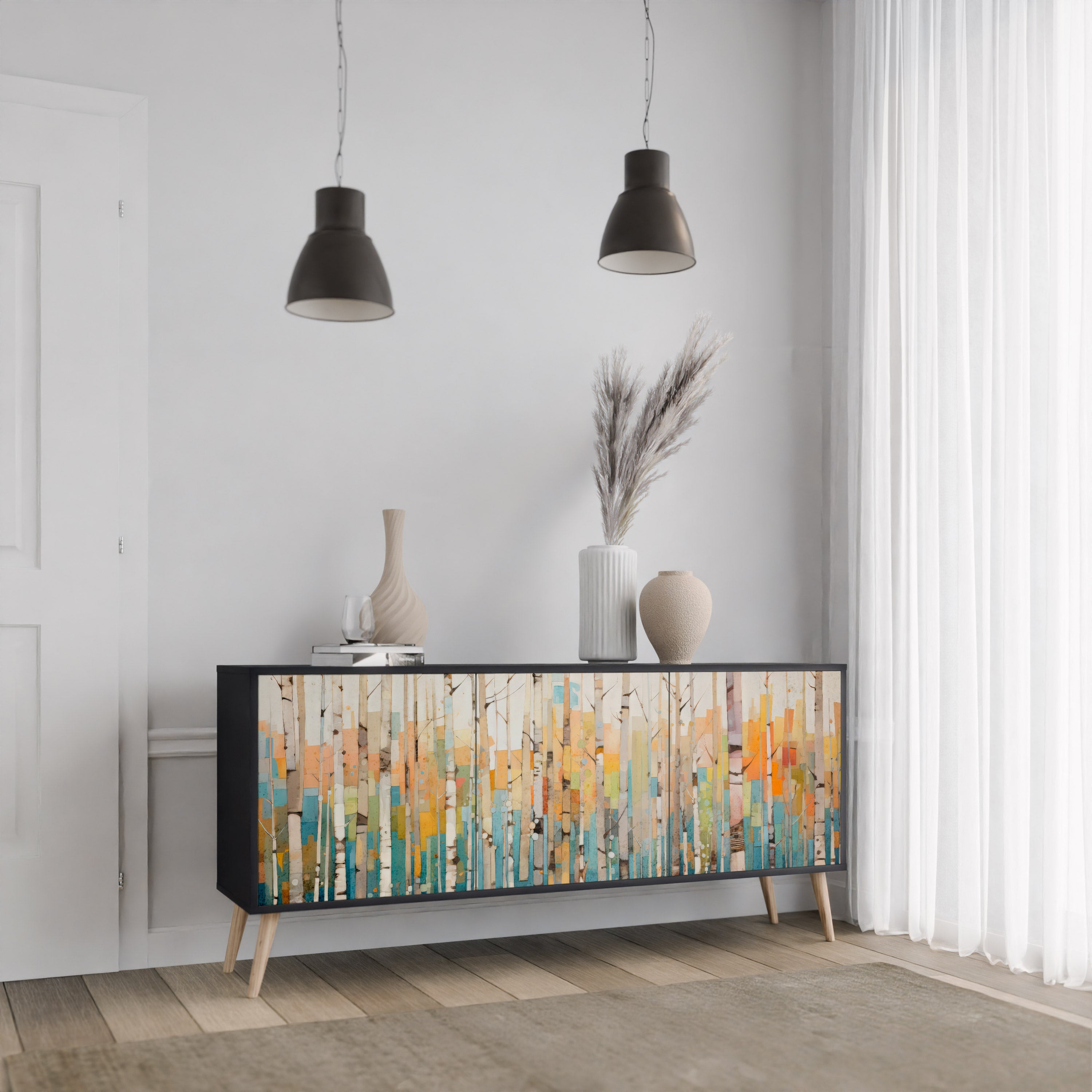 Buffet 3 portes BIRCH KALEIDOSCOPE finition noire