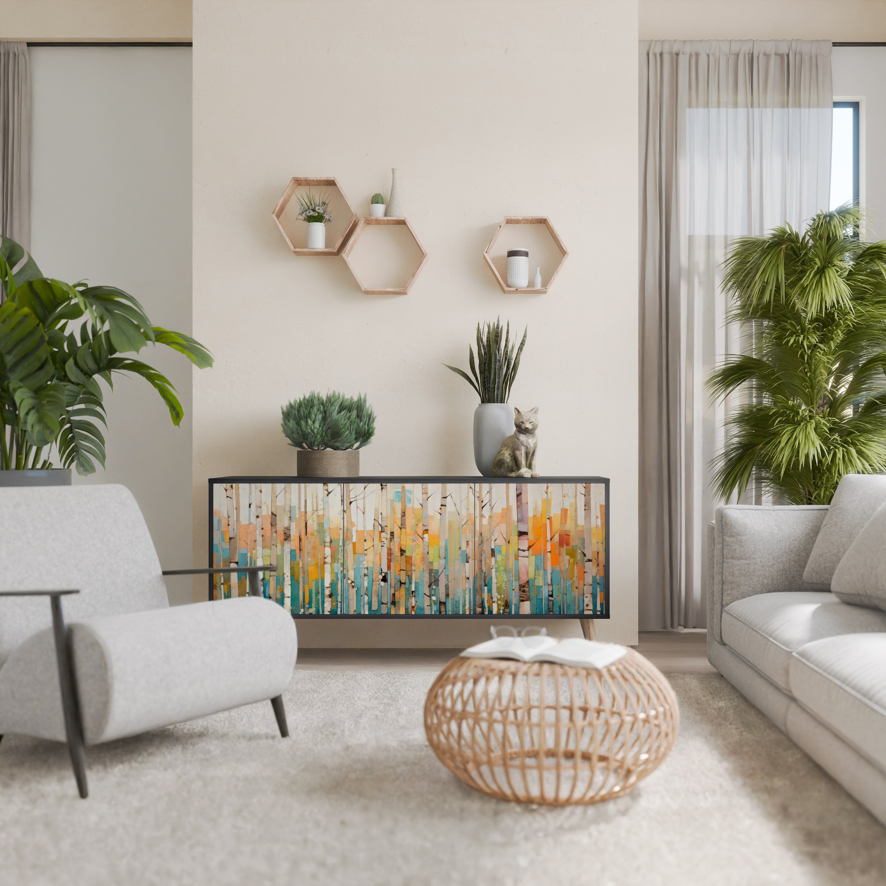 Buffet 3 portes BIRCH KALEIDOSCOPE finition noire