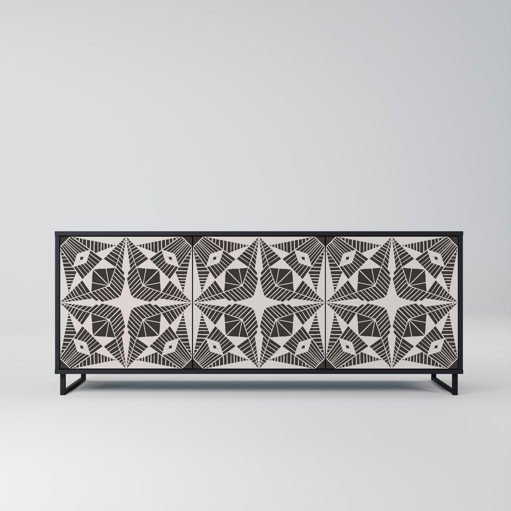 MONOCHROME NEXUS 3-Door Sideboard in Black Finish