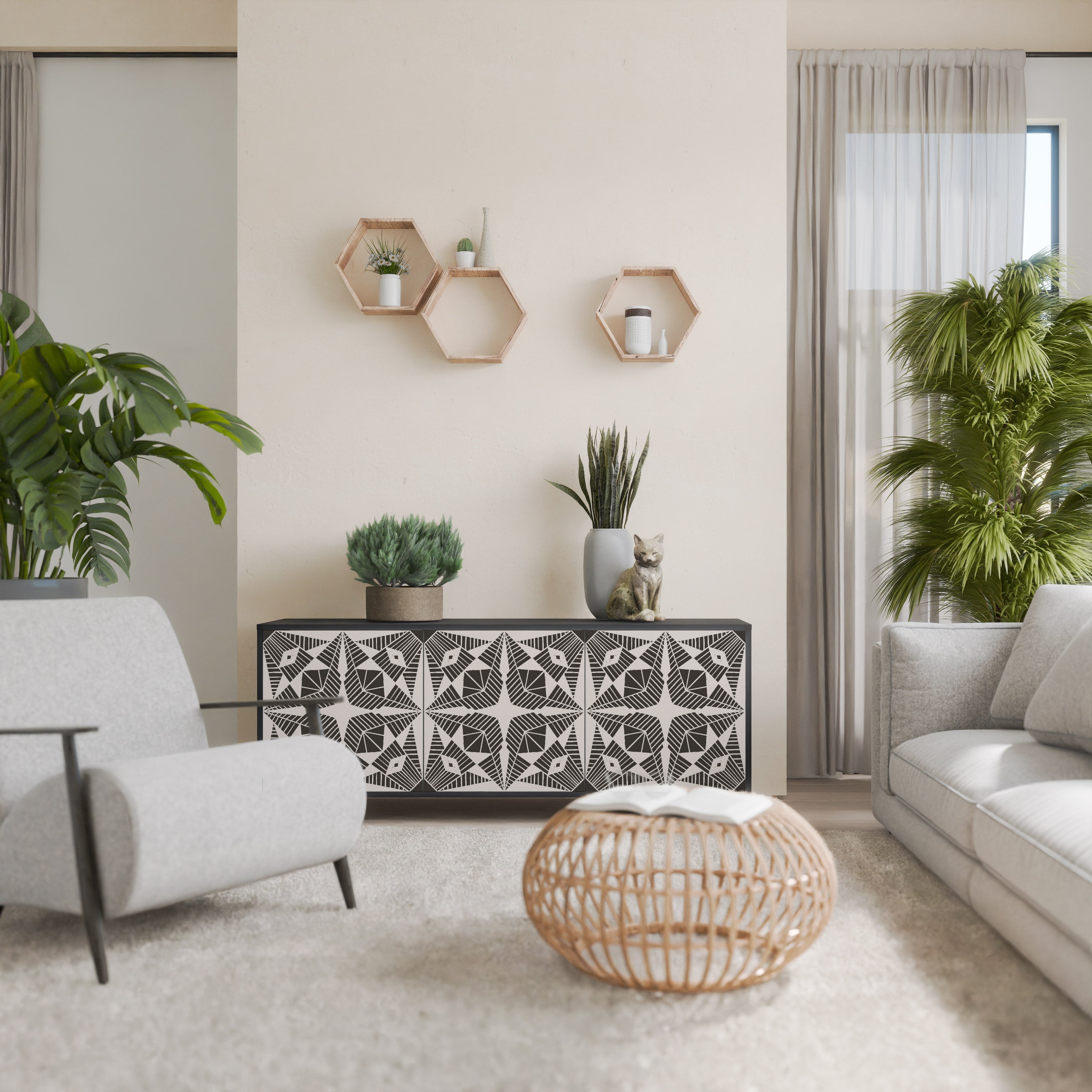 Buffet 3 portes MONOCHROME NEXUS finition noire