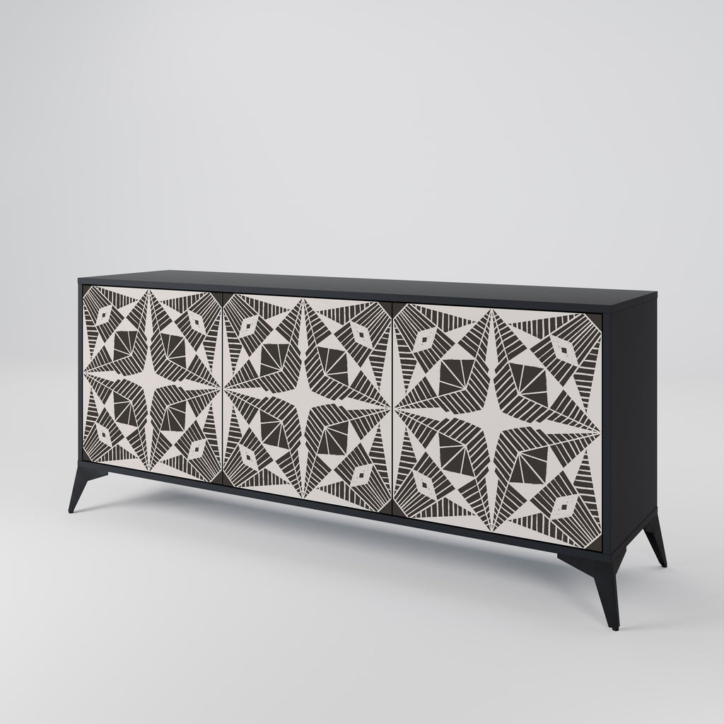 MONOCHROME NEXUS 3-Door Sideboard in Black Finish