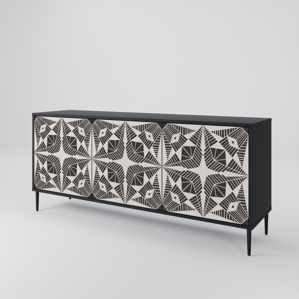 MONOCHROME NEXUS 3-Door Sideboard in Black Finish