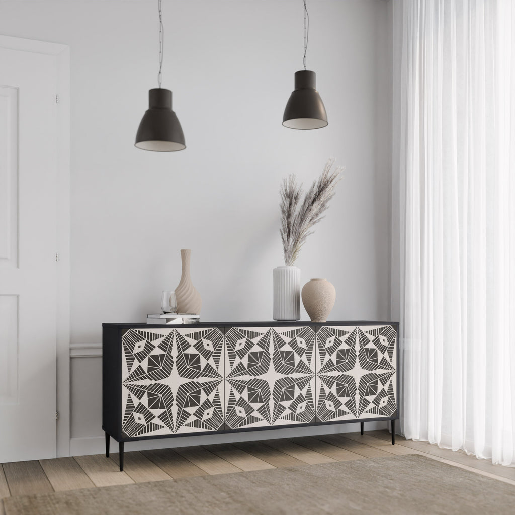 MONOCHROME NEXUS 3-Door Sideboard in Black Finish