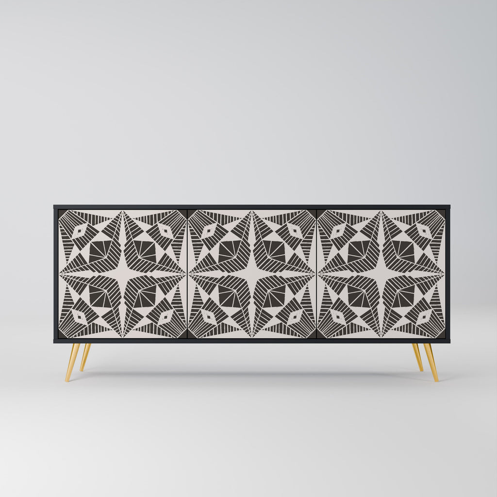 MONOCHROME NEXUS 3-Door Sideboard in Black Finish