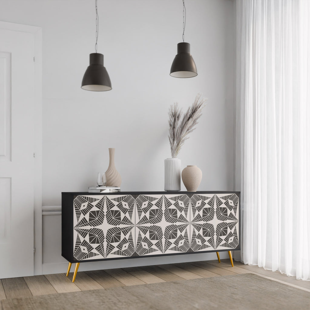 MONOCHROME NEXUS 3-Door Sideboard in Black Finish