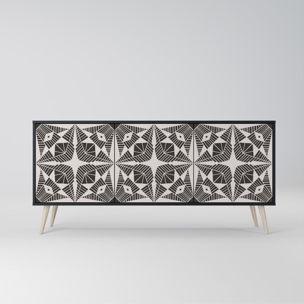 MONOCHROME NEXUS 3-Door Sideboard in Black Finish