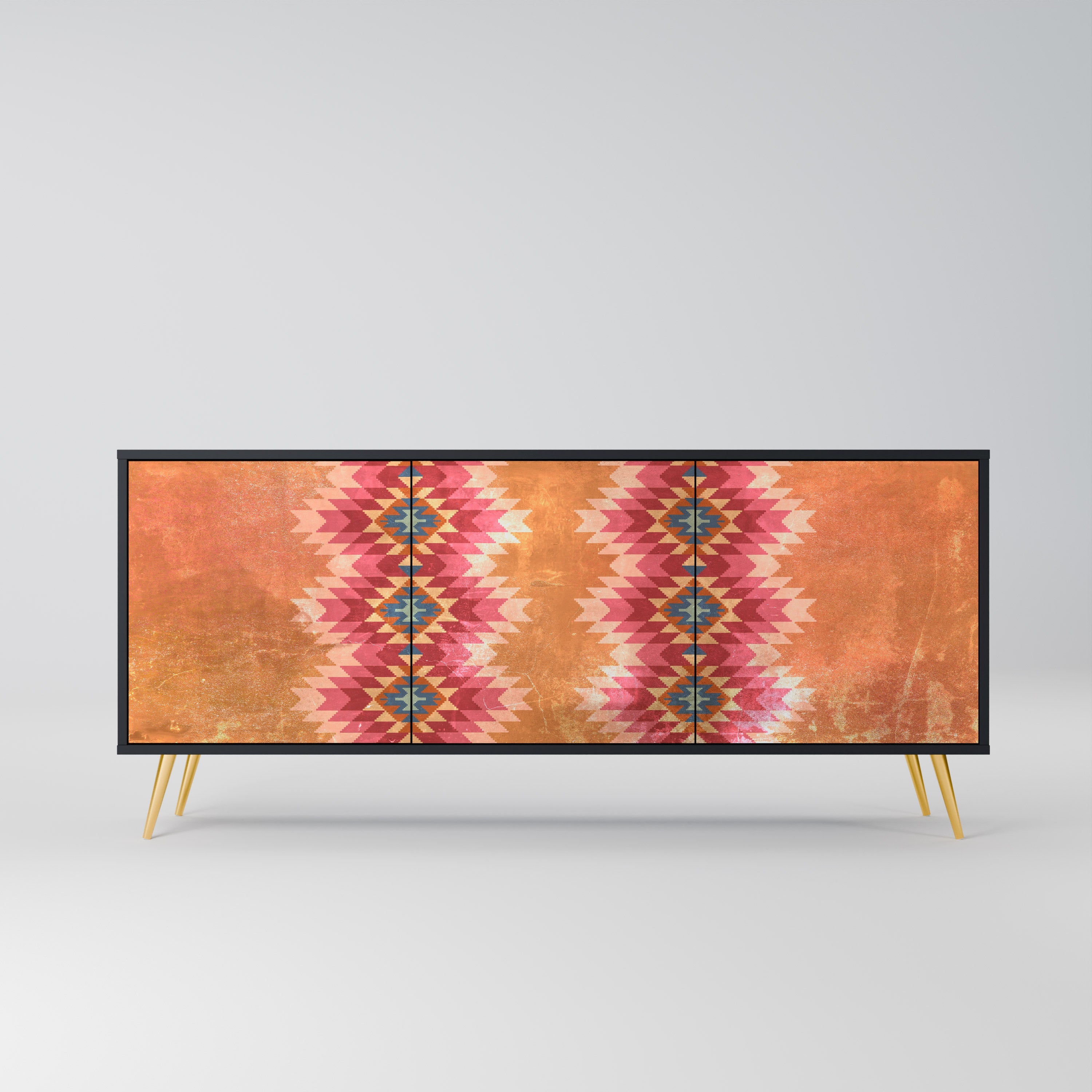 Buffet 3 portes INDIAN FOLK finition noire