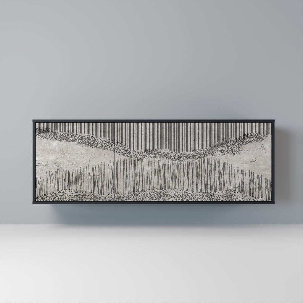 Buffet 3 portes GRAIN LINES finition noire