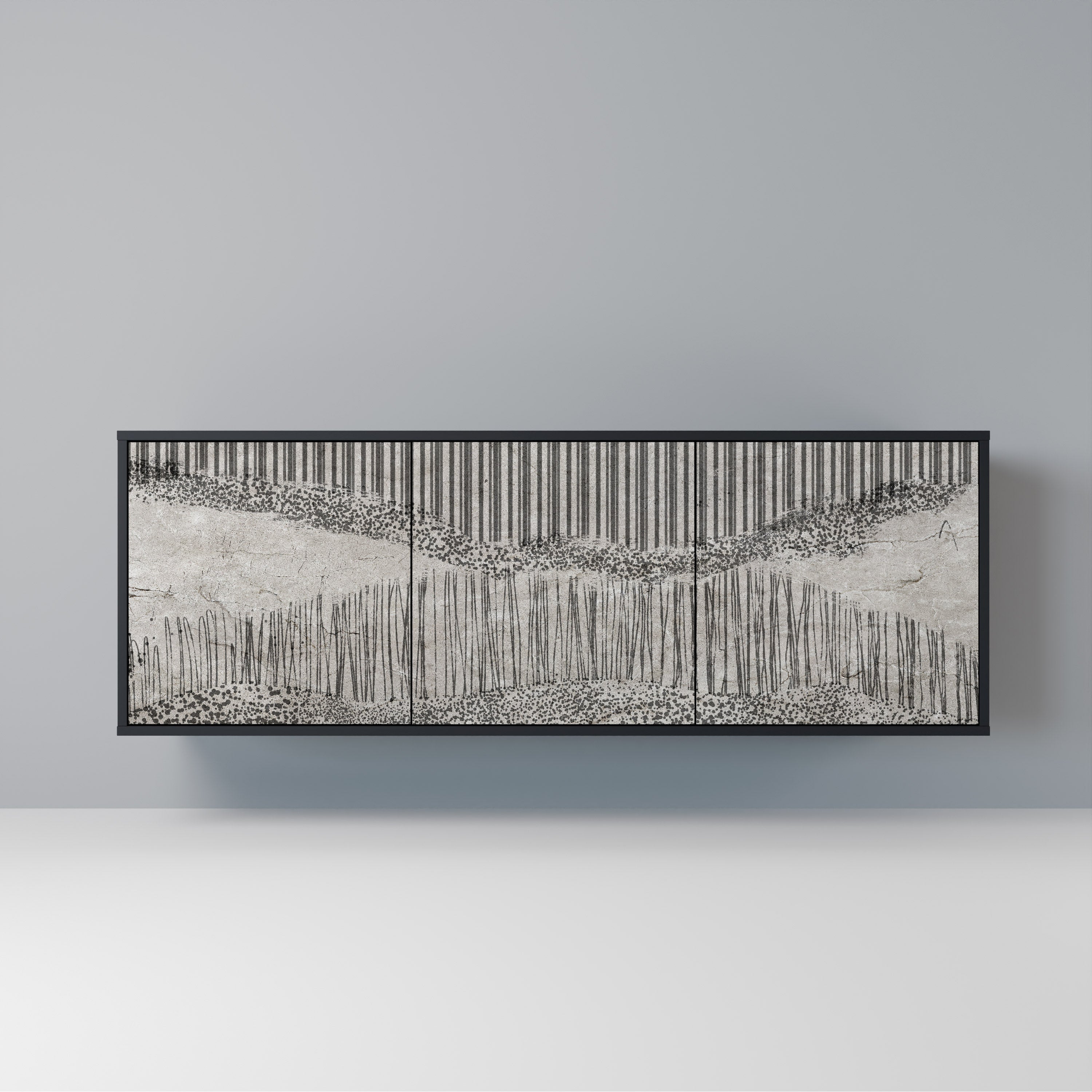 Buffet 3 portes GRAIN LINES finition noire