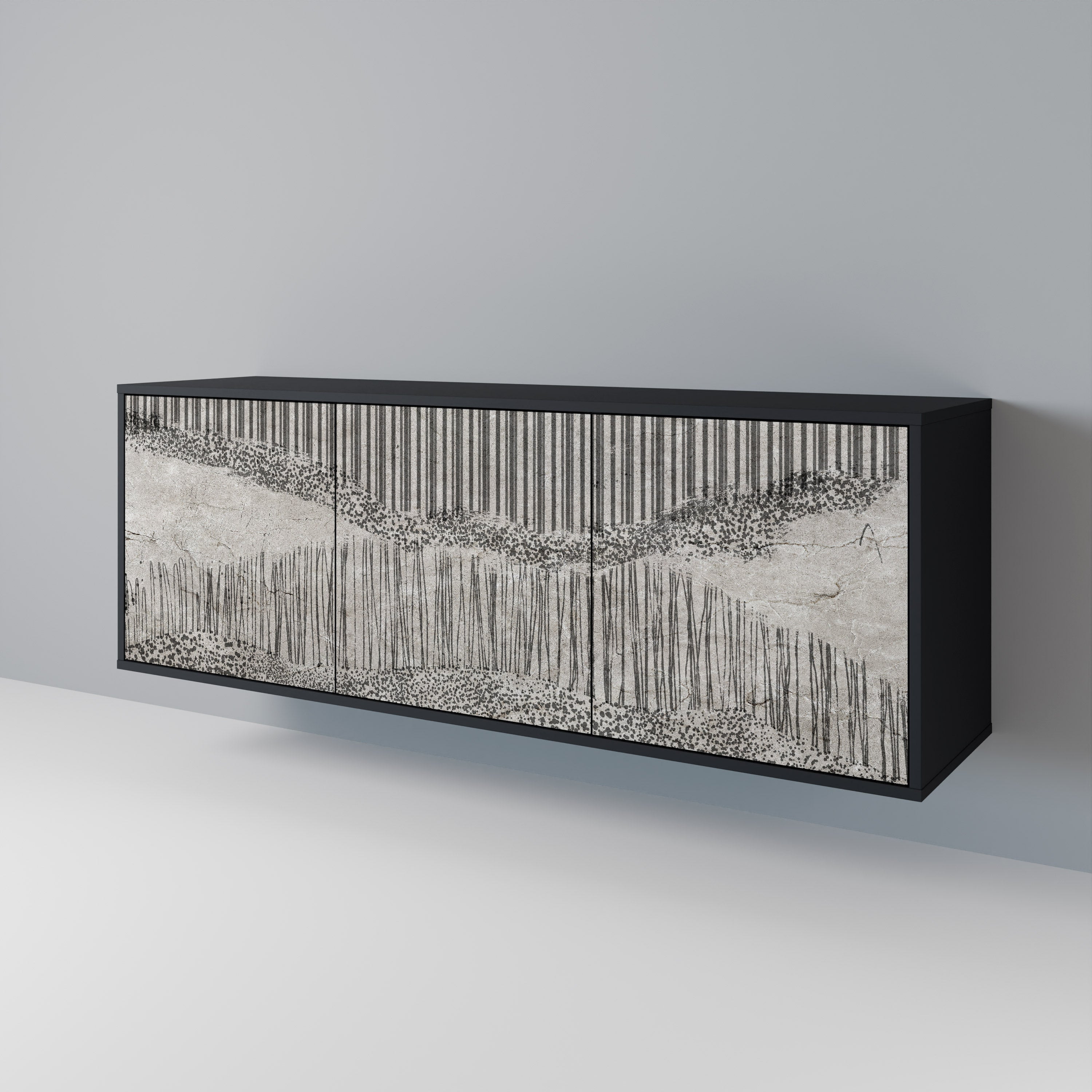 Buffet 3 portes GRAIN LINES finition noire