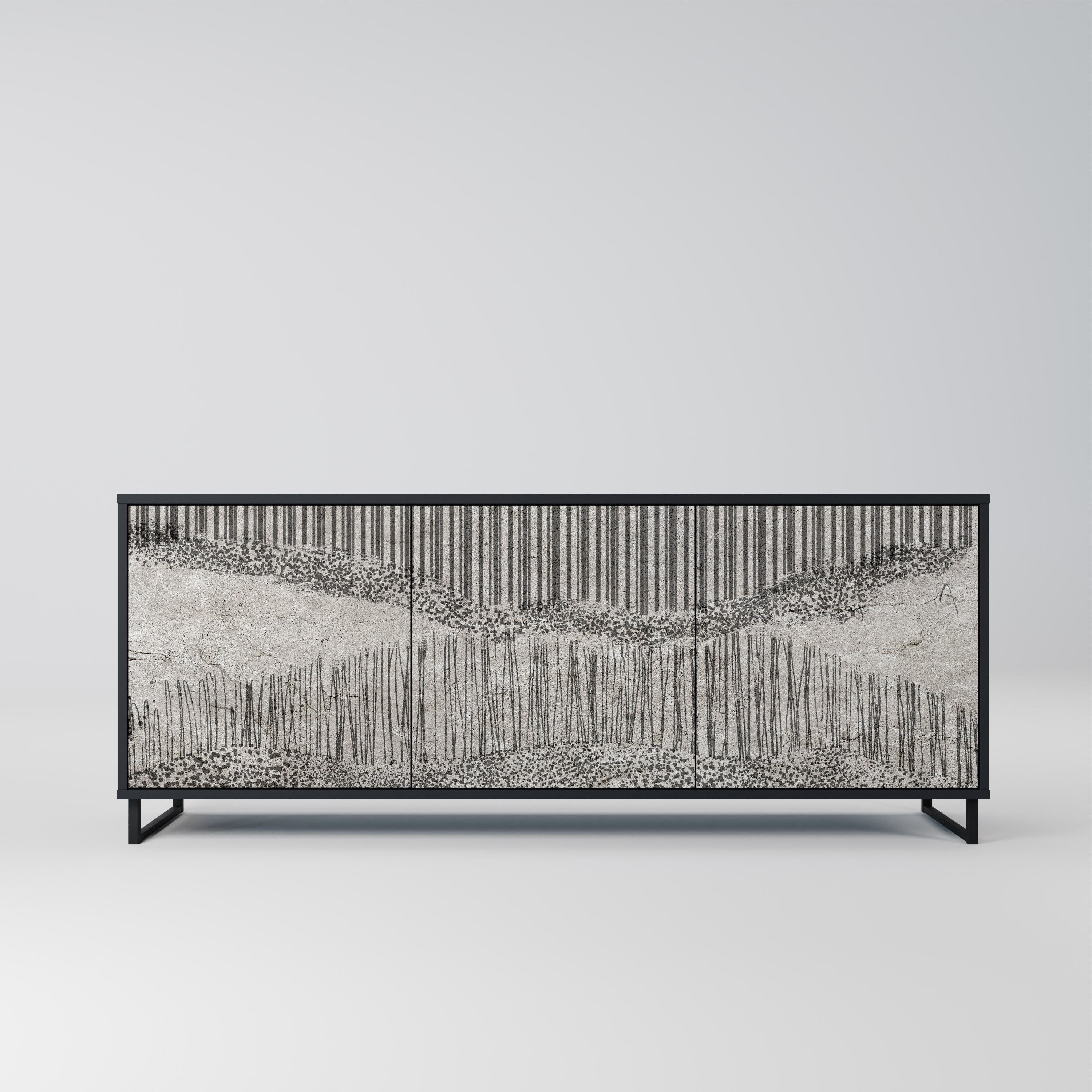 Buffet 3 portes GRAIN LINES finition noire