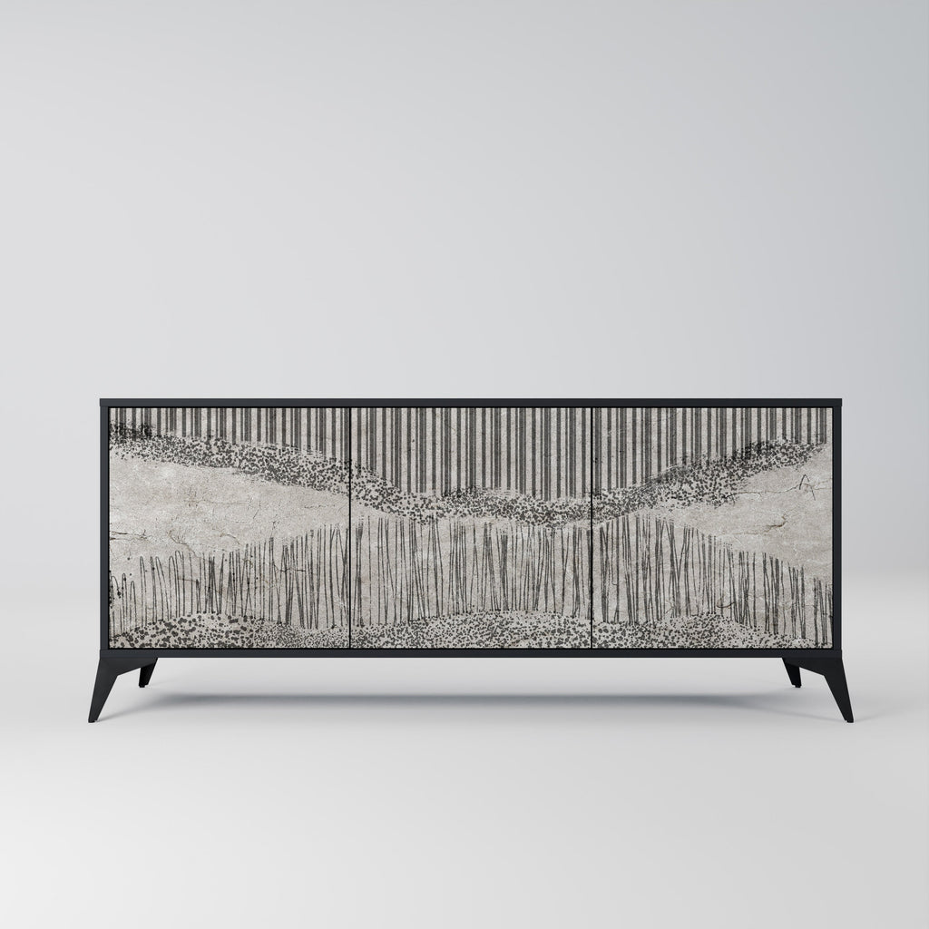 Buffet 3 portes GRAIN LINES finition noire