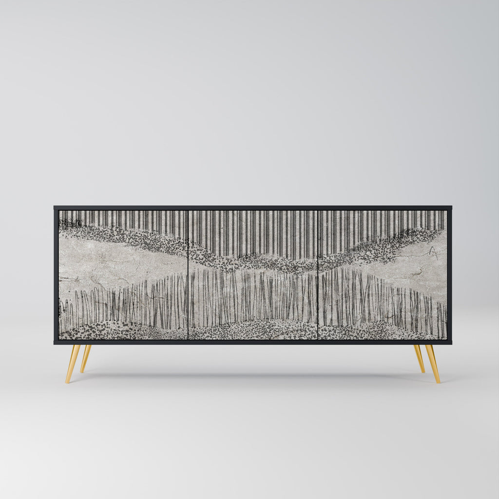 Buffet 3 portes GRAIN LINES finition noire