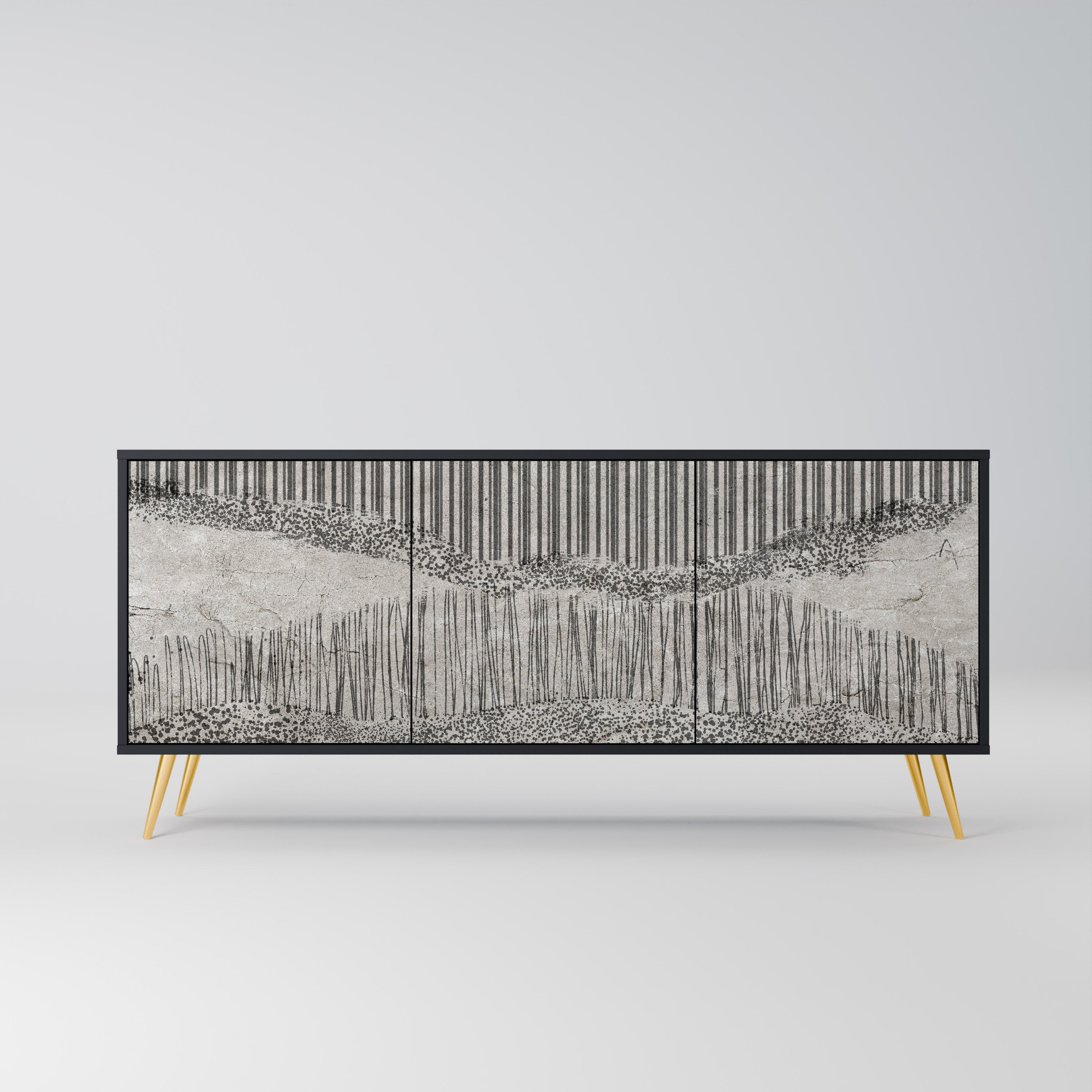 Buffet 3 portes GRAIN LINES finition noire